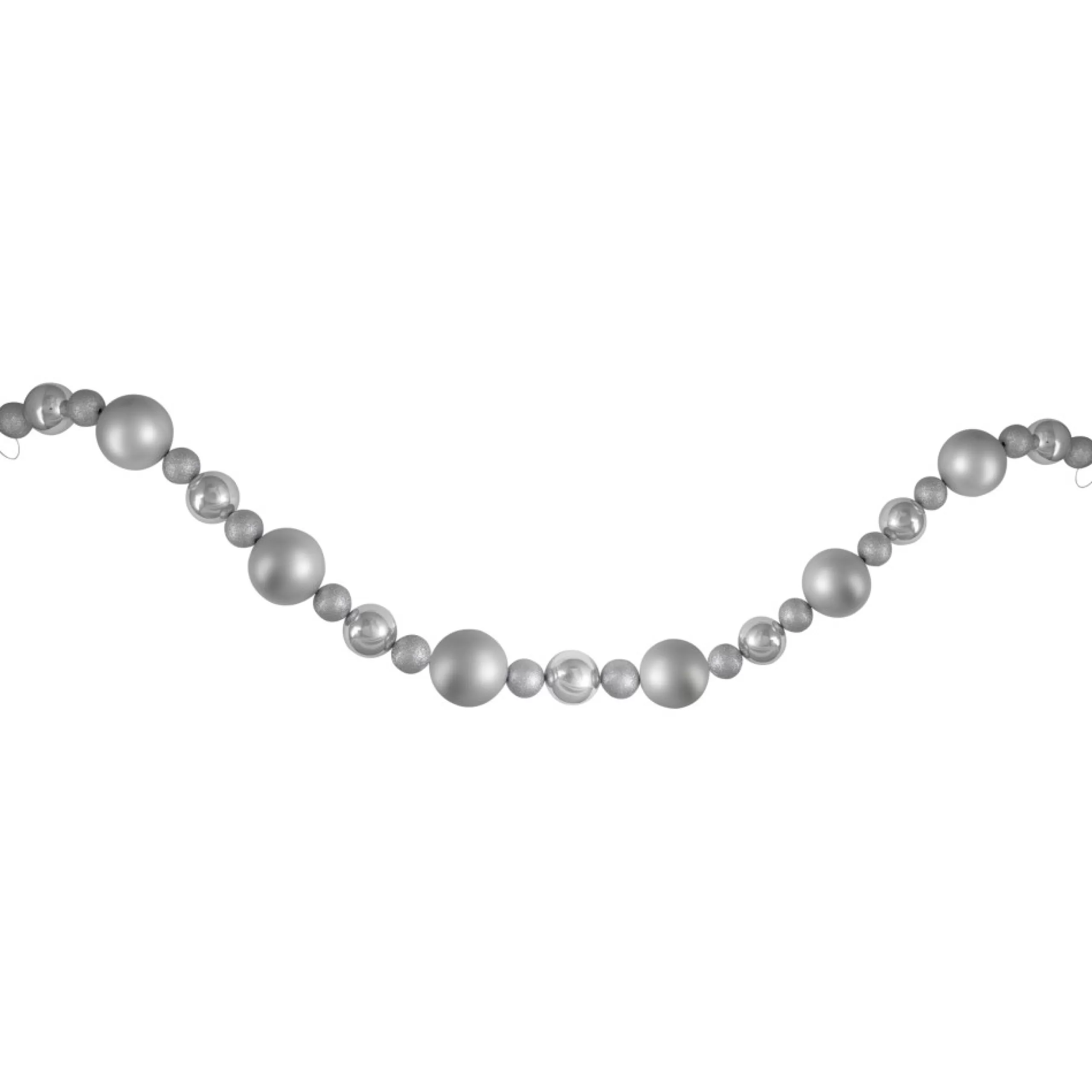 Specialty Garland*Northlight 6' Shatterproof Ball 3-Finish Silver Splendor Christmas Garland