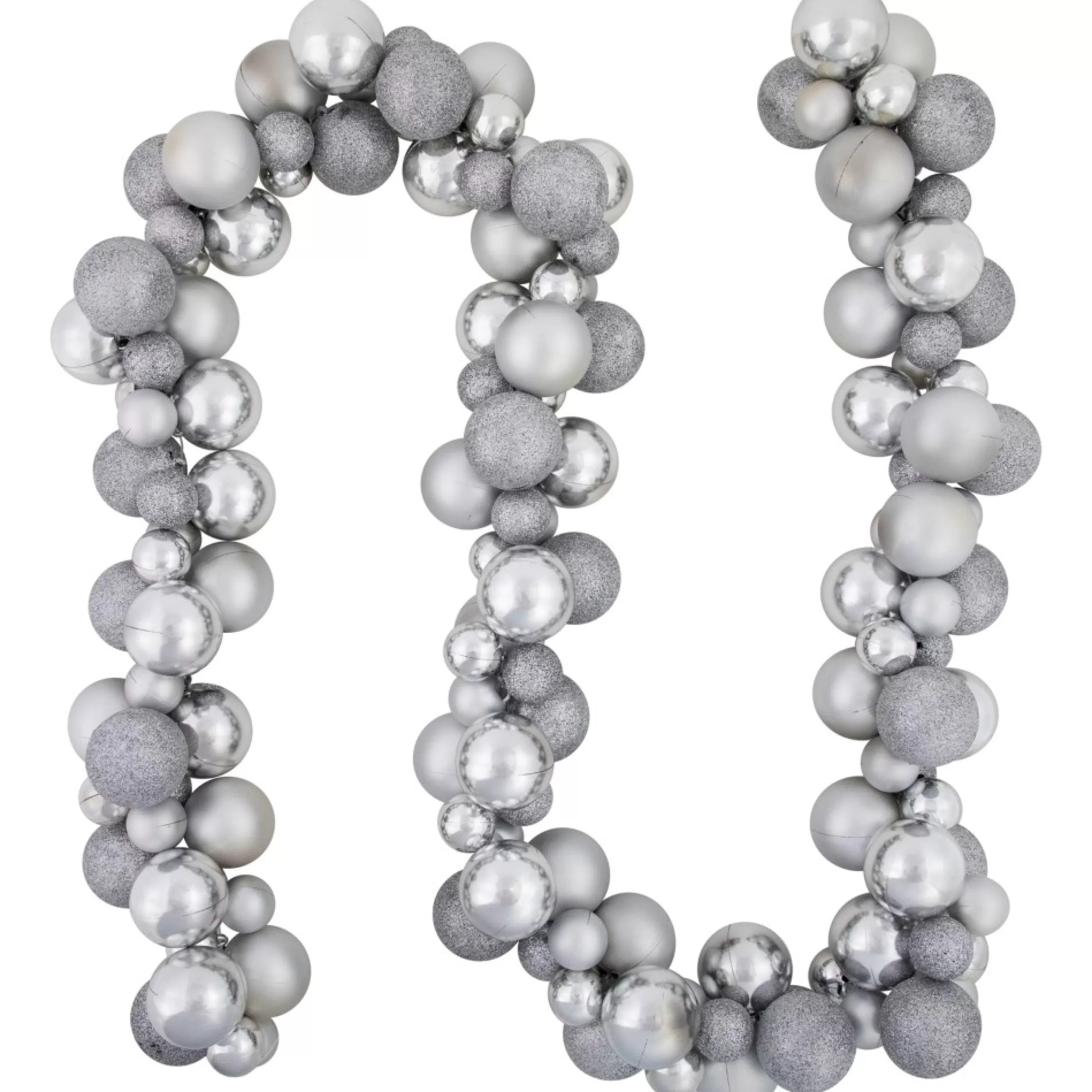 Shatterproof Ball Garland*Northlight 6' Silver Shatterproof Ball 3-Finish Christmas Garland