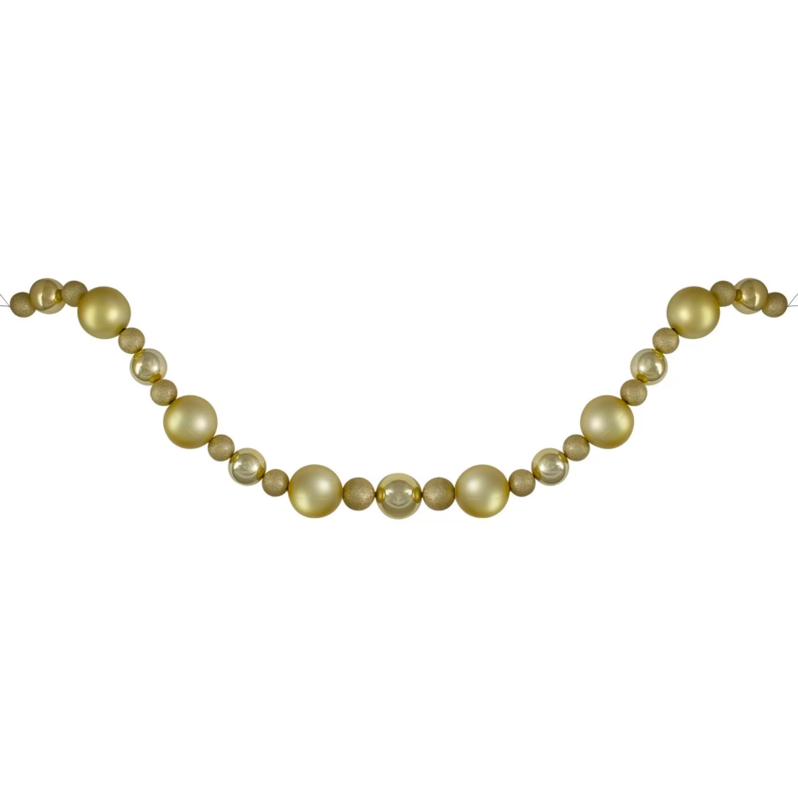 Specialty Garland*Northlight 6' Vegas Gold 3-Finish Shatterproof Ball Christmas Garland