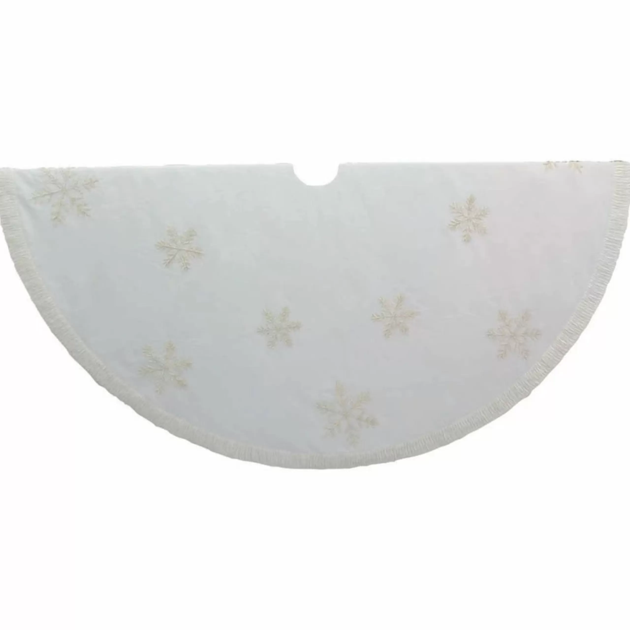 50 Inch And Larger*KSA 72" Ivory Snowflake Glitter Christmas Tree Skirt