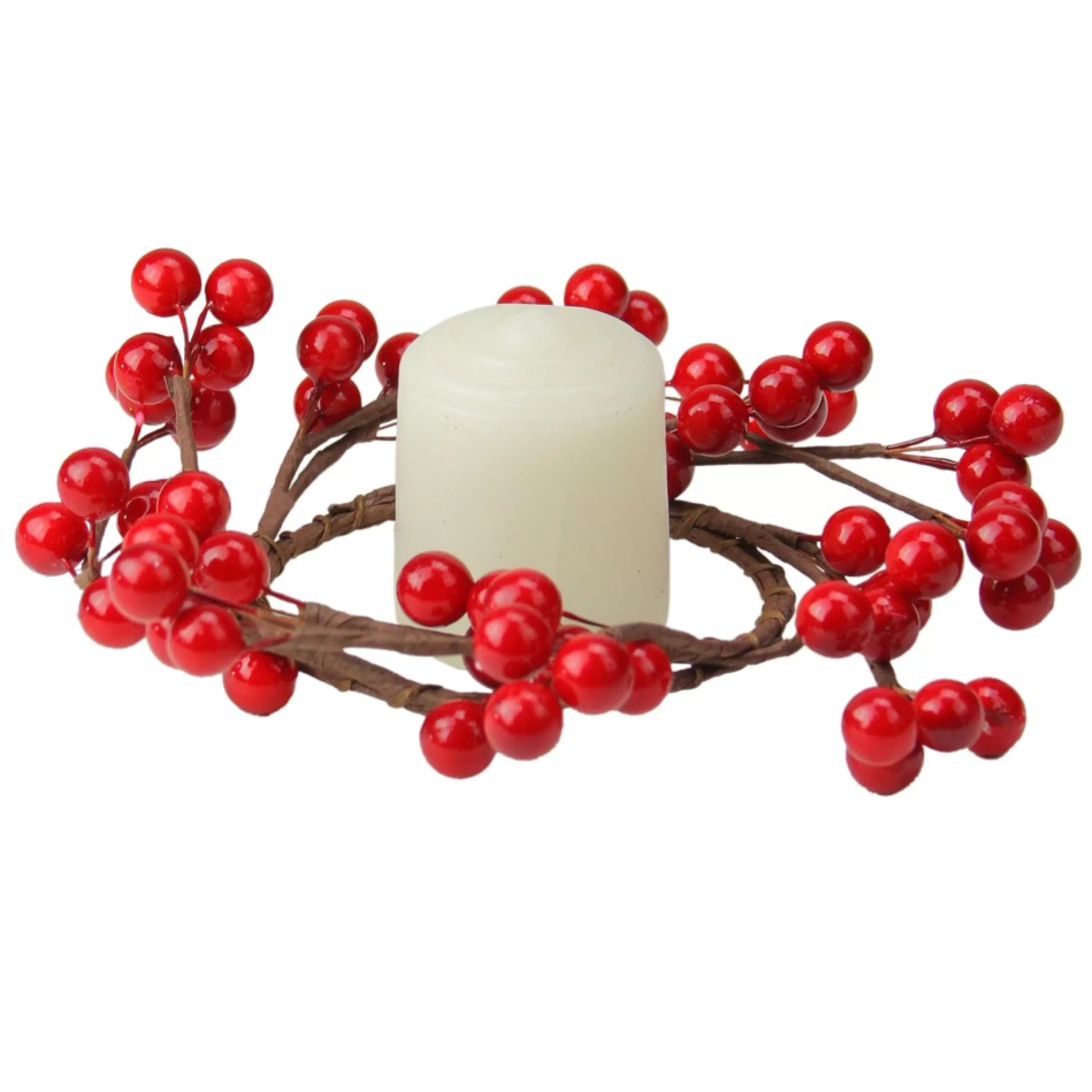 Candles & Holders*Northlight 7" Shiny Red Berries Artificial Christmas Candle Ring