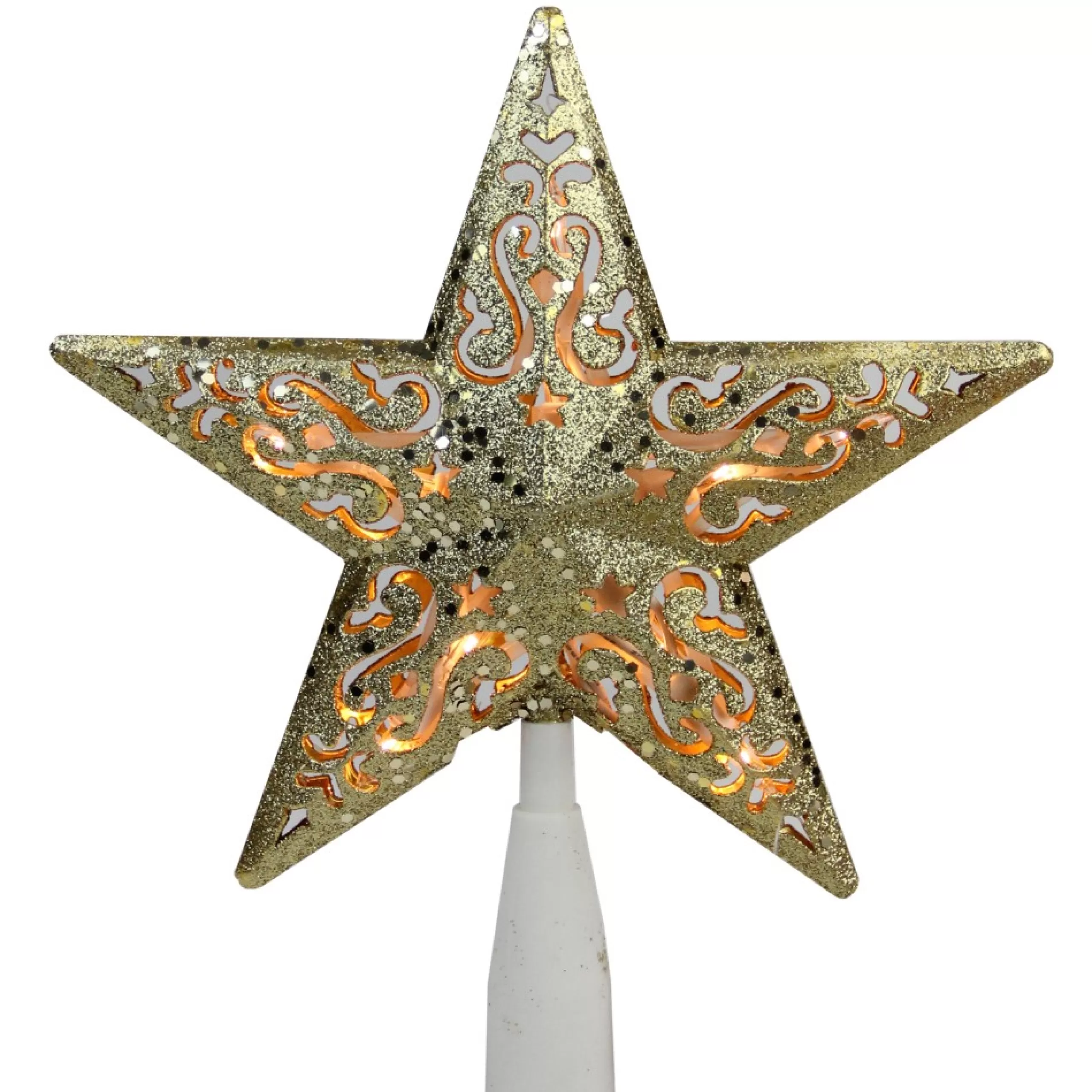 Star Tree Toppers*Northlight 8.25" Gold Glitter Star Christmas Tree Topper - Clear Lights