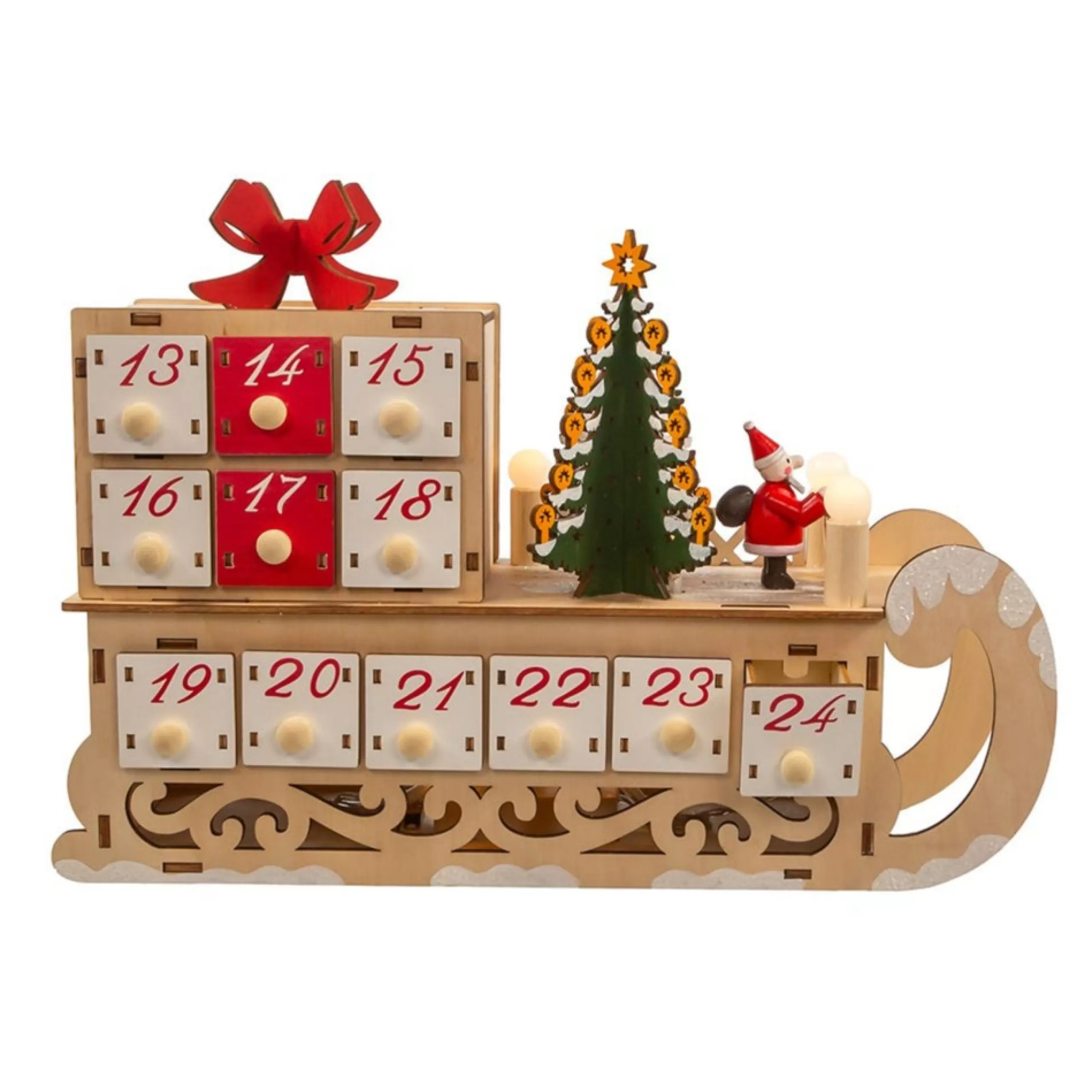 Advent Calendars*KSA 8.25" Led Lighted Santa Sleigh Christmas Advent Calendar