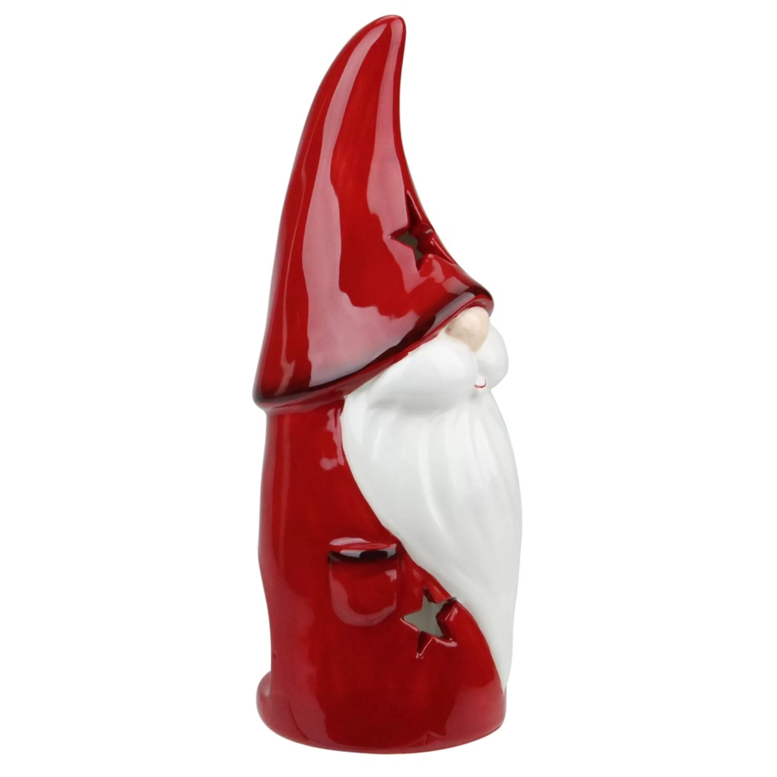 Candles & Holders*Northlight 8.25 Red Ceramic Christmas Star Gnome Tealight Candle Holder