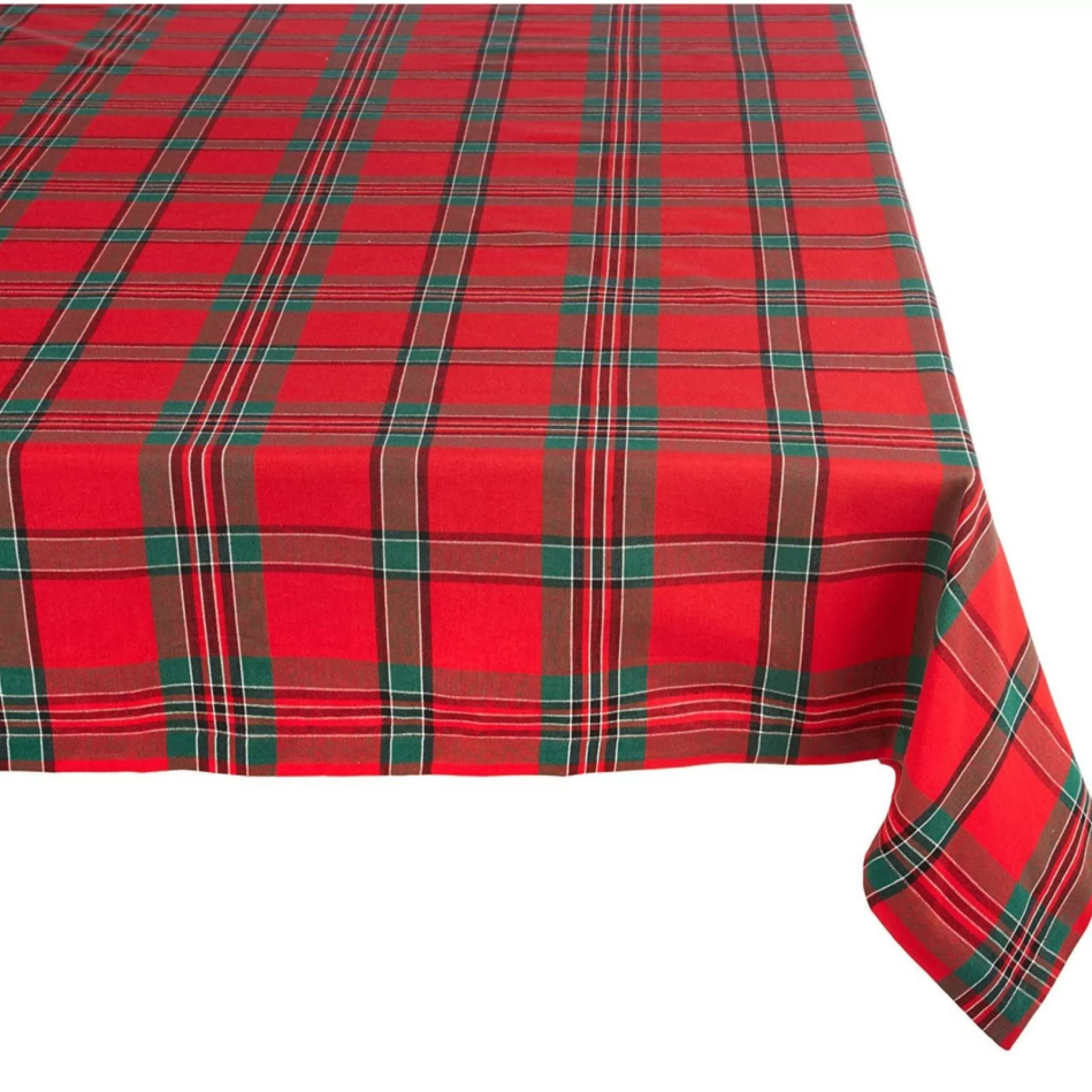 Linens*Contemporary Home Living 84" Red And Green Rectangular Holiday Plaid Tablecloth