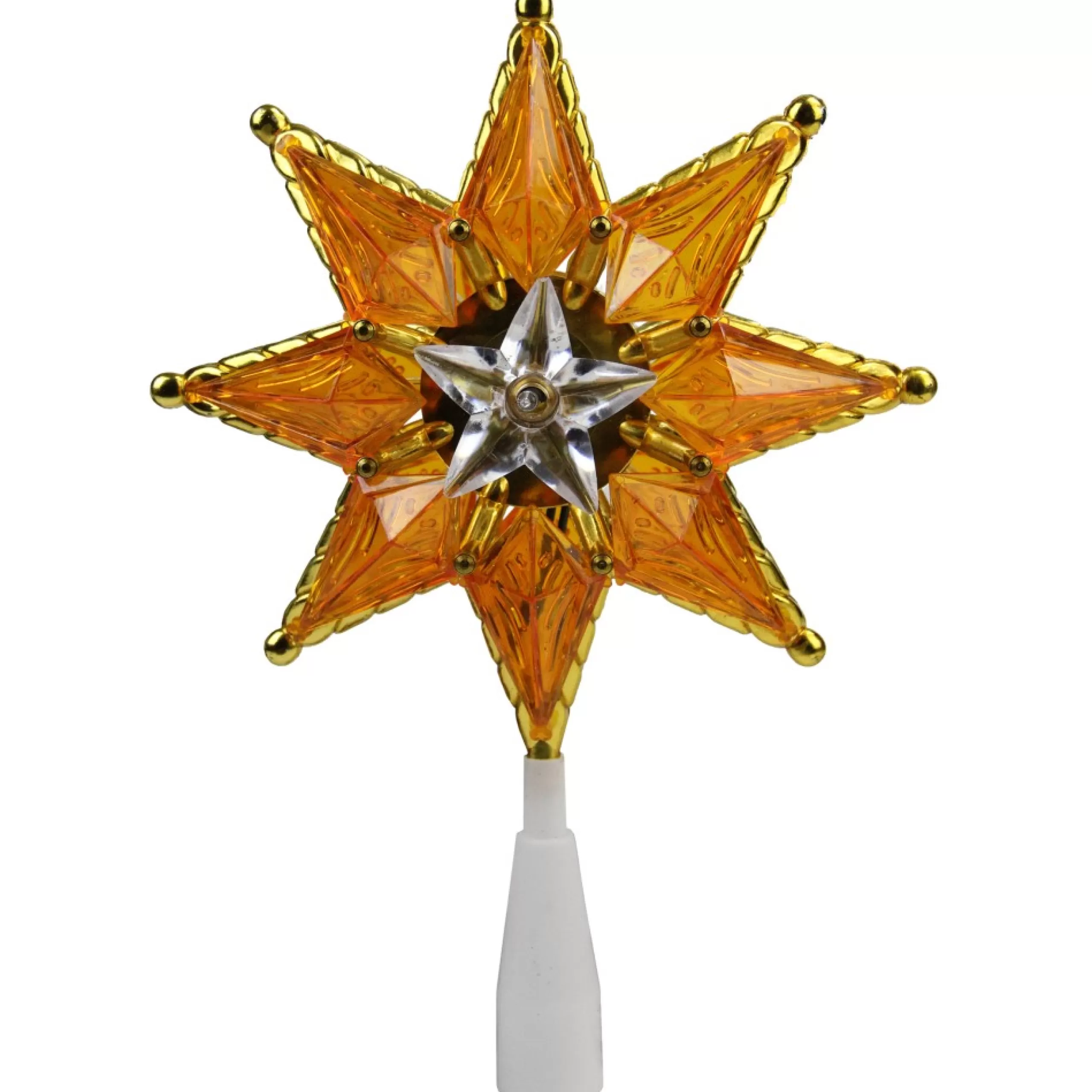 Star Tree Toppers*Northlight 8" Amber Mosaic Star Christmas Tree Topper - Clear Lights