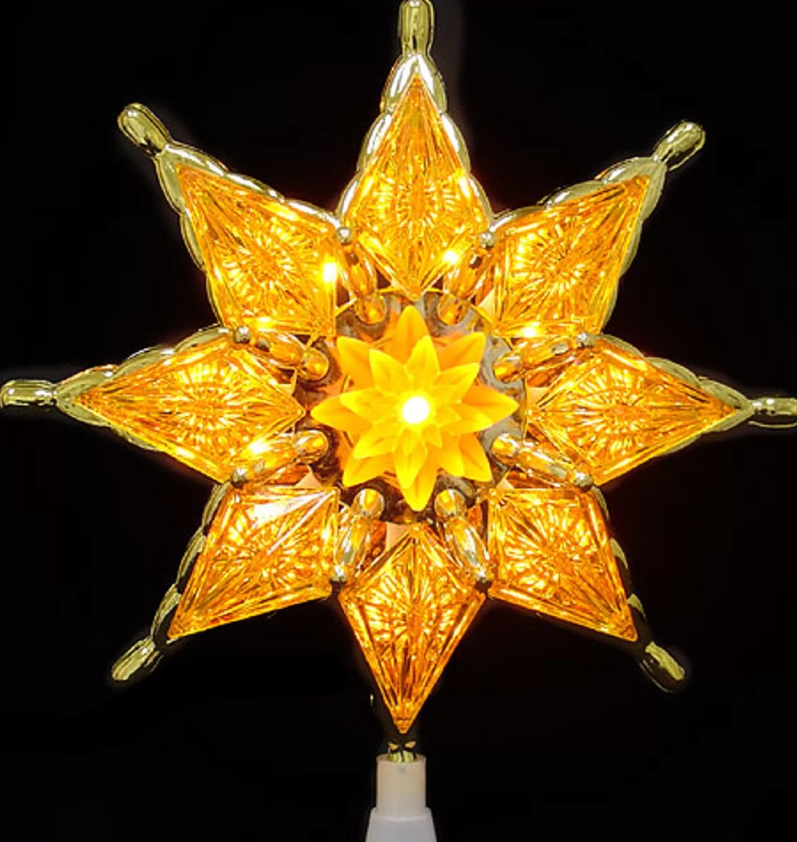 Star Tree Toppers*Northlight 8" Amber Mosaic Star Christmas Tree Topper - Clear Lights