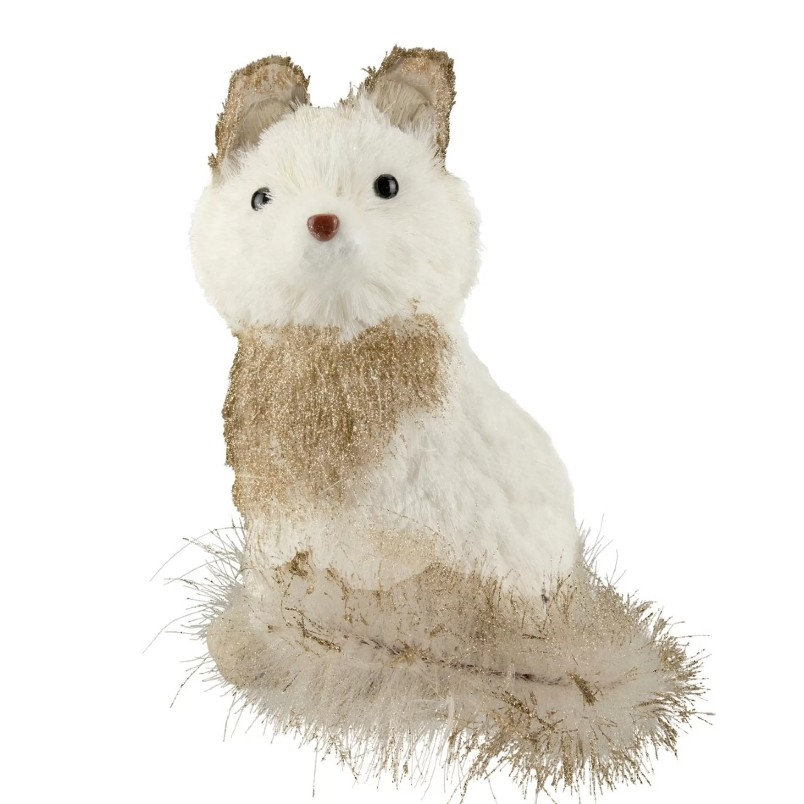 Table Top Pieces*Northlight 9.25" White Sisal Fox With Gold Glitter Christmas Figure