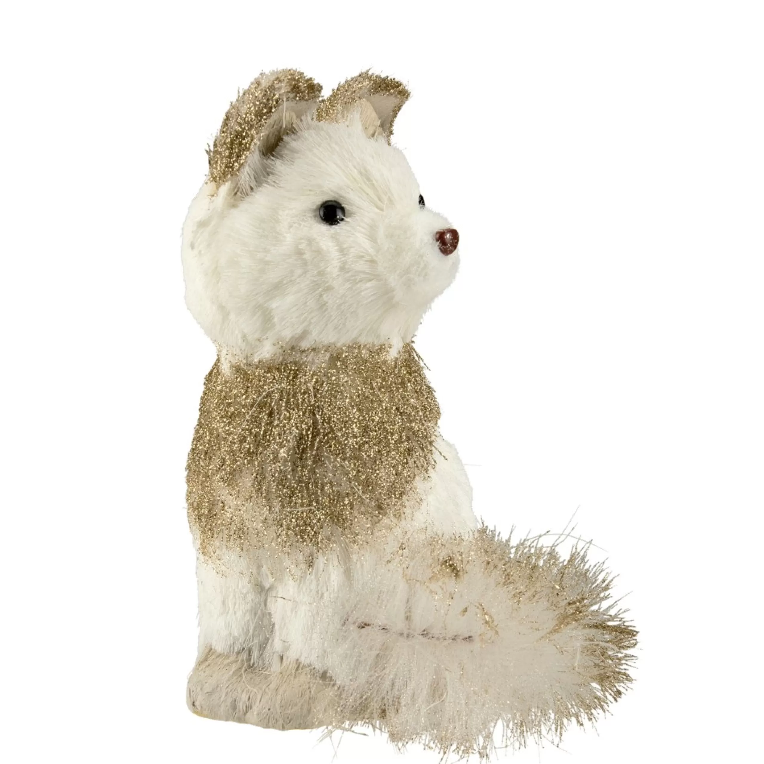 Table Top Pieces*Northlight 9.25" White Sisal Fox With Gold Glitter Christmas Figure