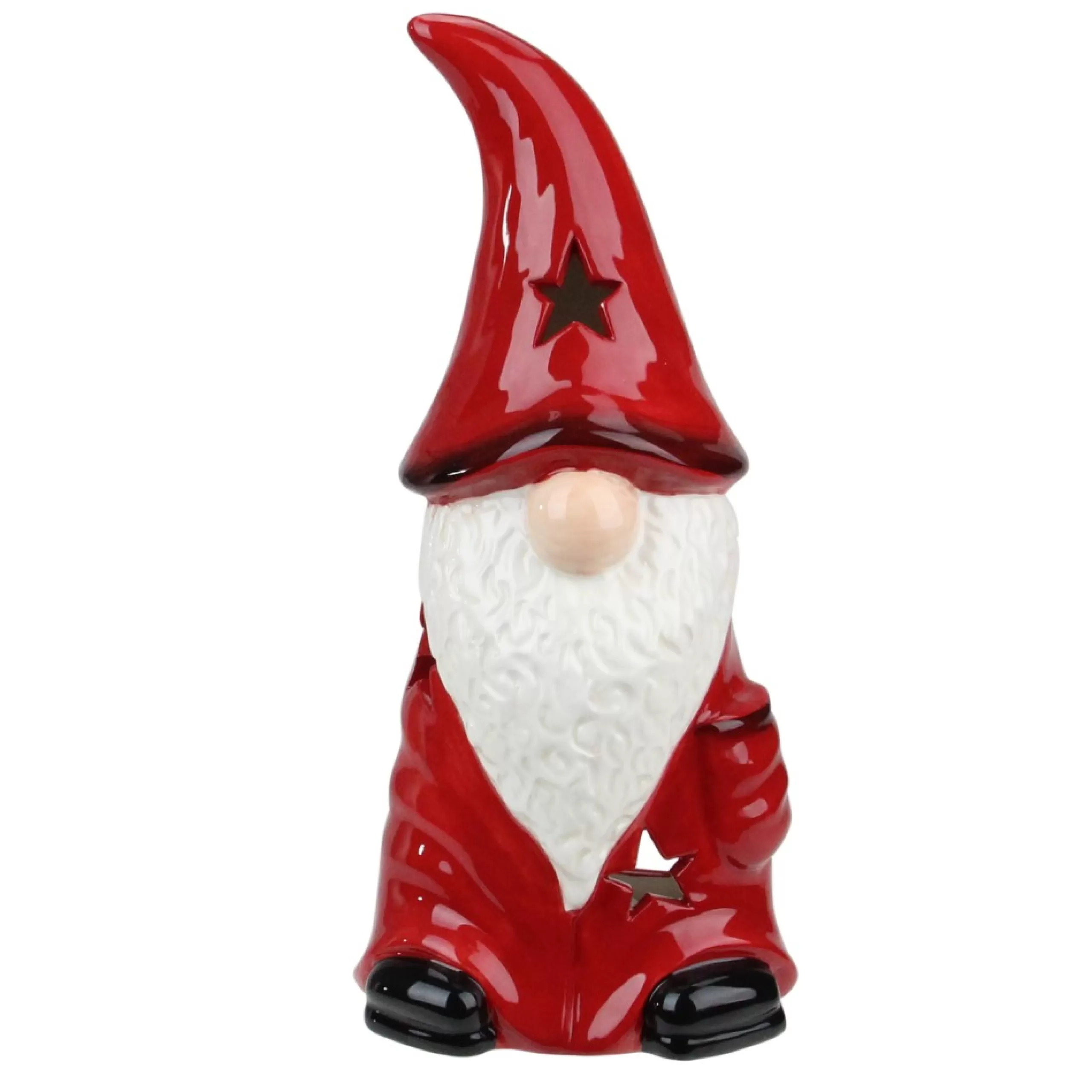 Candles & Holders*Northlight 9.75 Red Ceramic Christmas Star Gnome Tealight Candle Holder