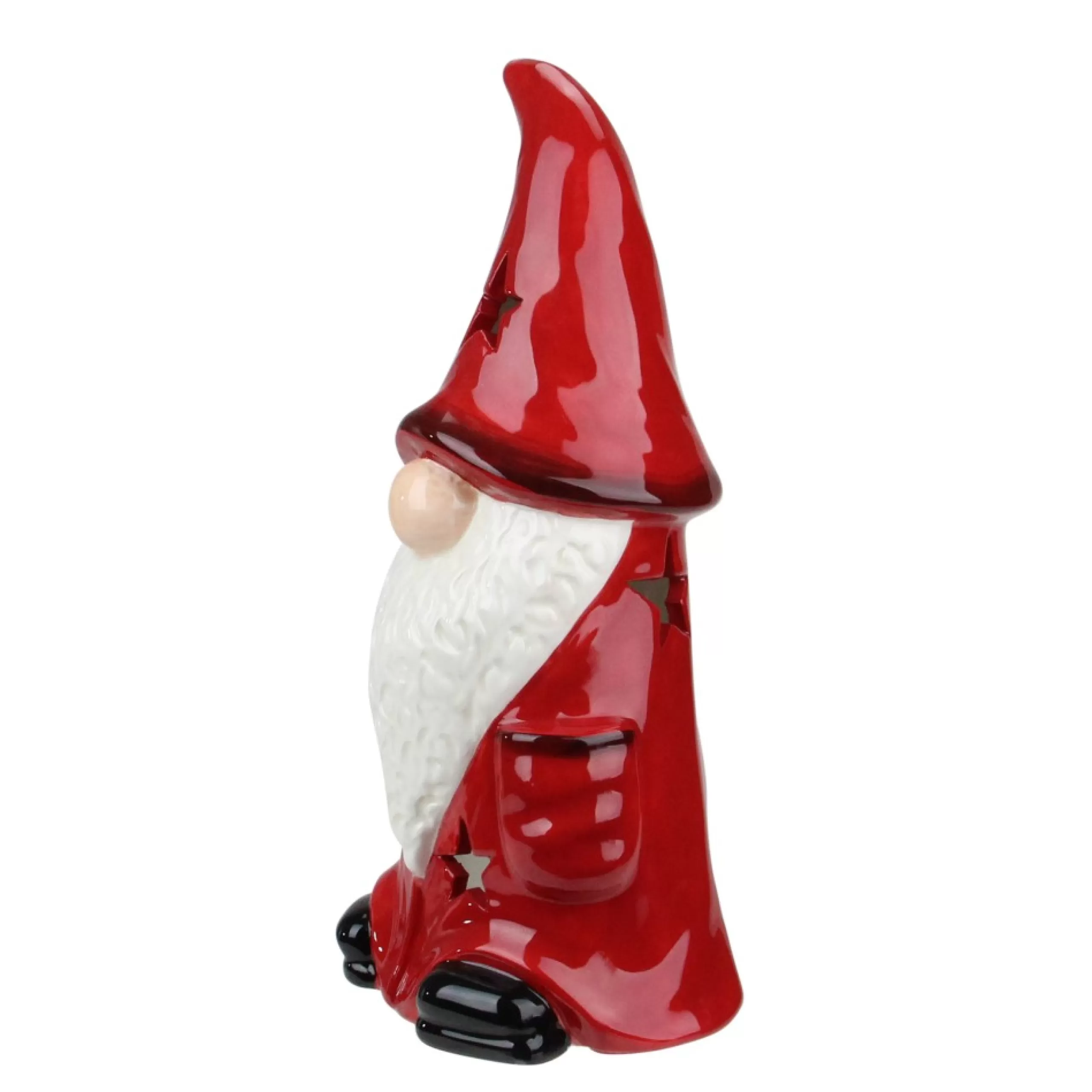 Candles & Holders*Northlight 9.75 Red Ceramic Christmas Star Gnome Tealight Candle Holder