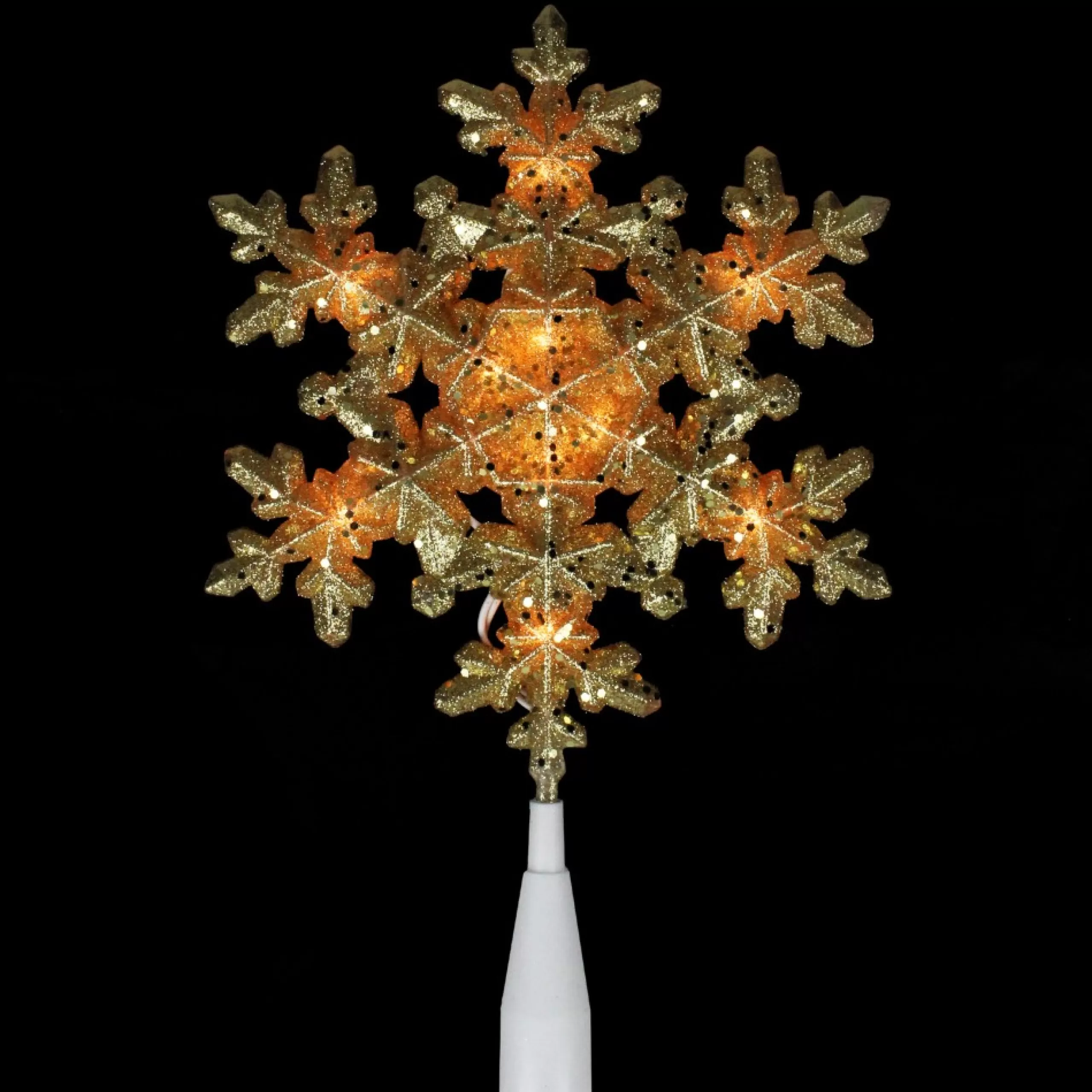 Snowflake Tree Toppers*Northlight 9" Pre-Lit Gold Snowflake Christmas Tree Topper - Clear Lights