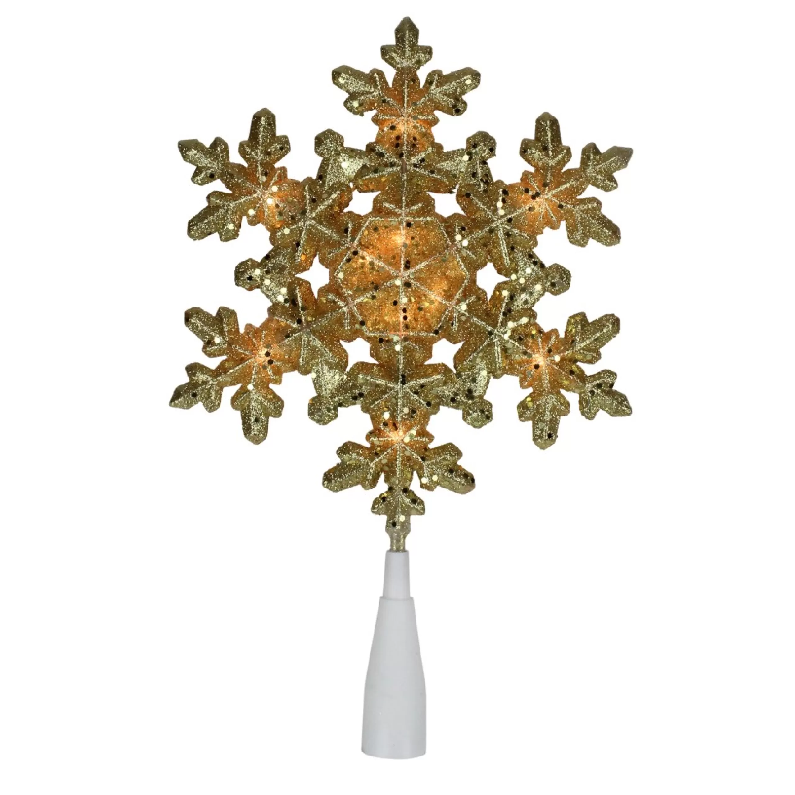 Snowflake Tree Toppers*Northlight 9" Pre-Lit Gold Snowflake Christmas Tree Topper - Clear Lights