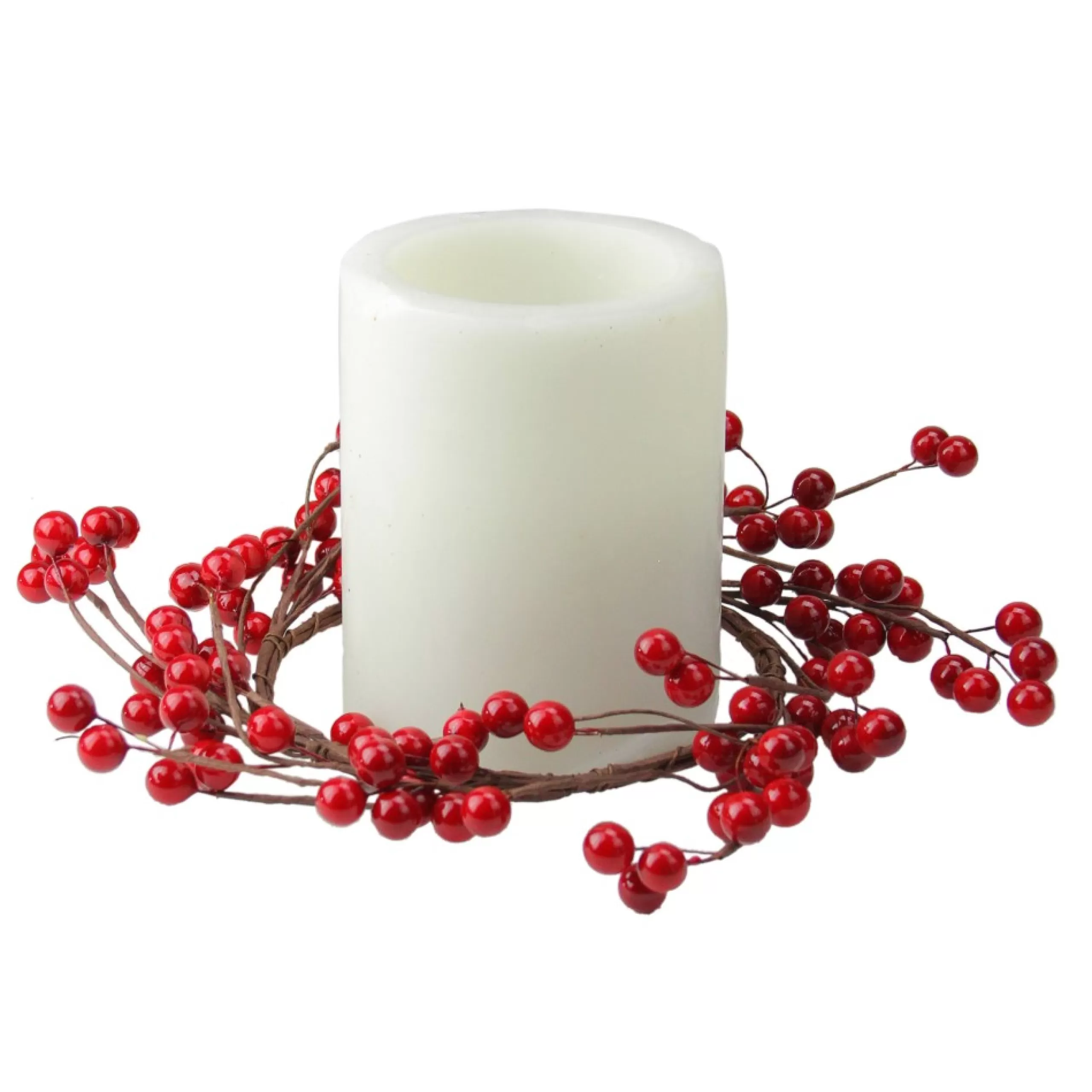 Candles & Holders*Northlight 9" Shiny Red Berries Artificial Christmas Candle Holder Ring