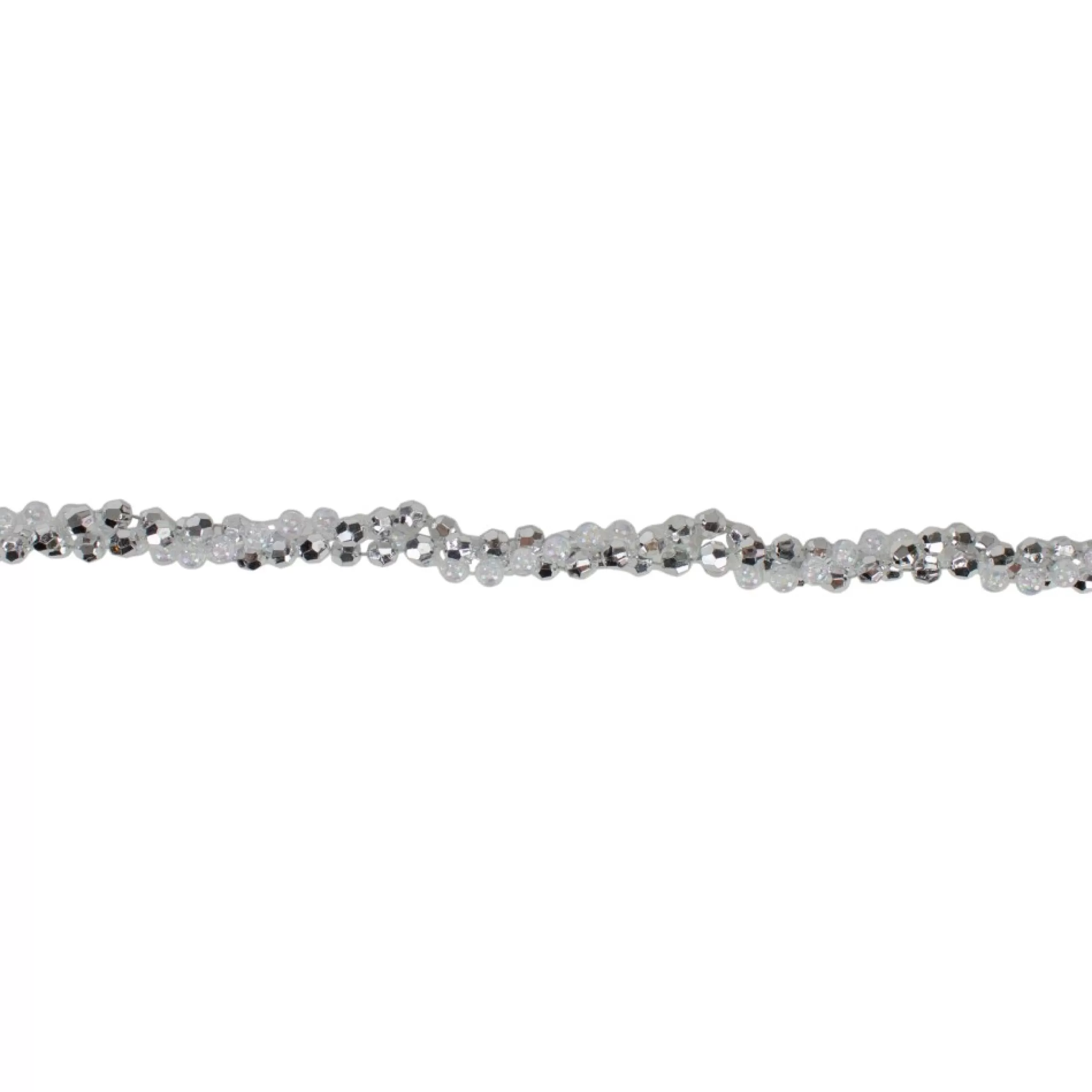 Beaded Garland*Kurt Adler 9' Twisted Iridescent And Silver Beaded Christmas Garland - Unlit