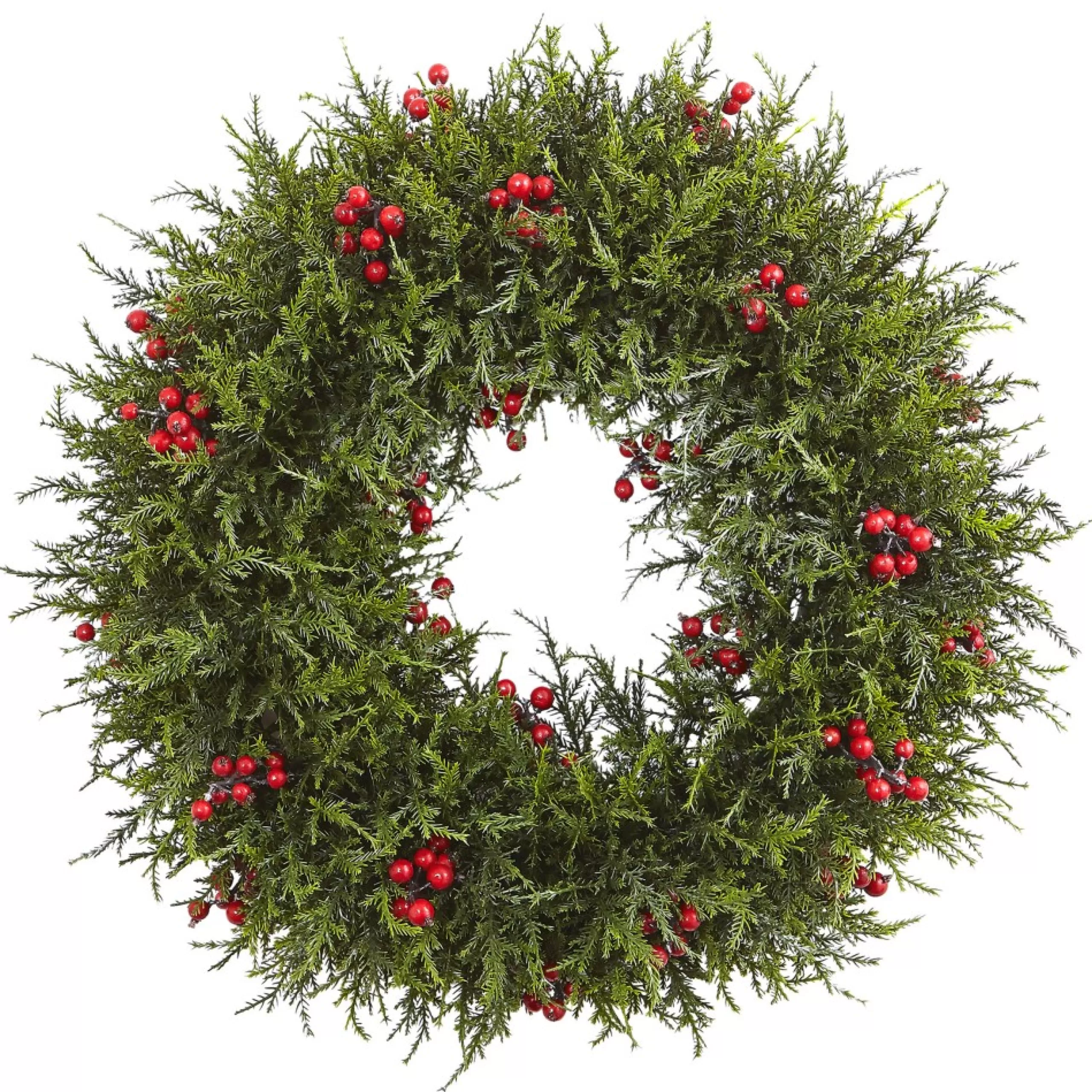 Berry Wreaths*Nearly Natural Artificial Cedar Berries Wreath, 20-Inch, Unlit