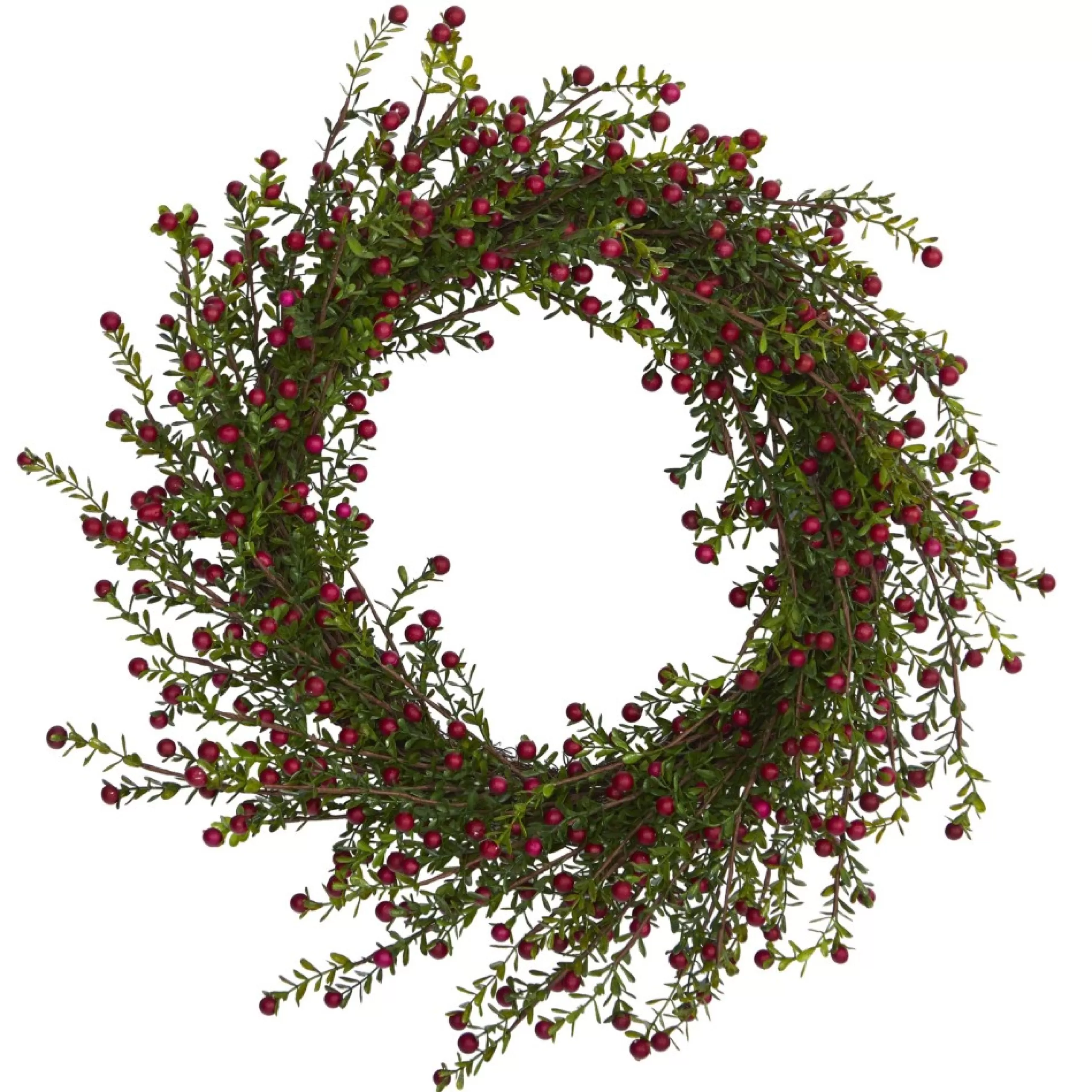 Berry Wreaths*Nearly Natural Boxwood And Berry Artificial Christmas Wreath, 20-Inch, Unlit