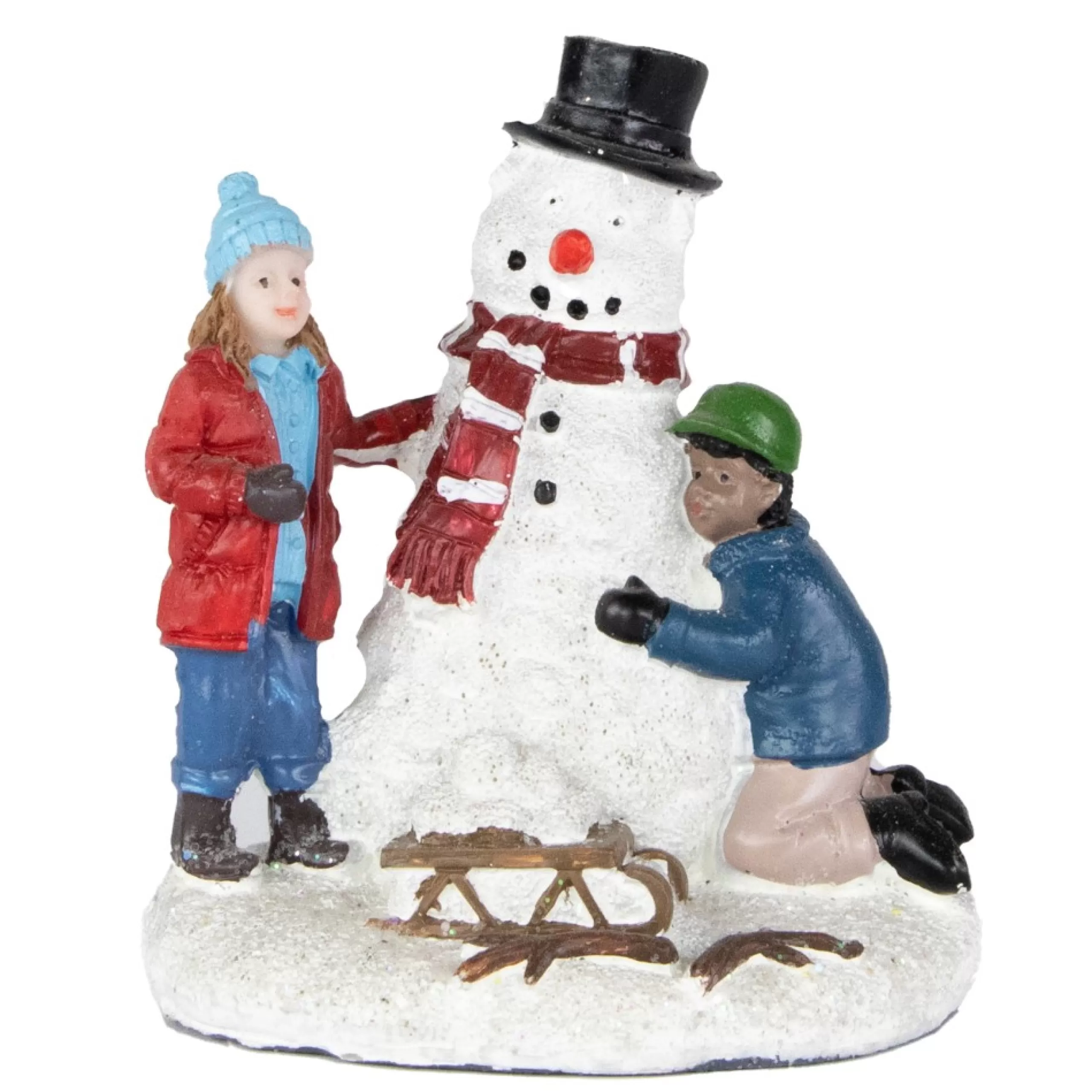 Christmas Villages*Northlight Children Build A Snowman Christmas Village Display