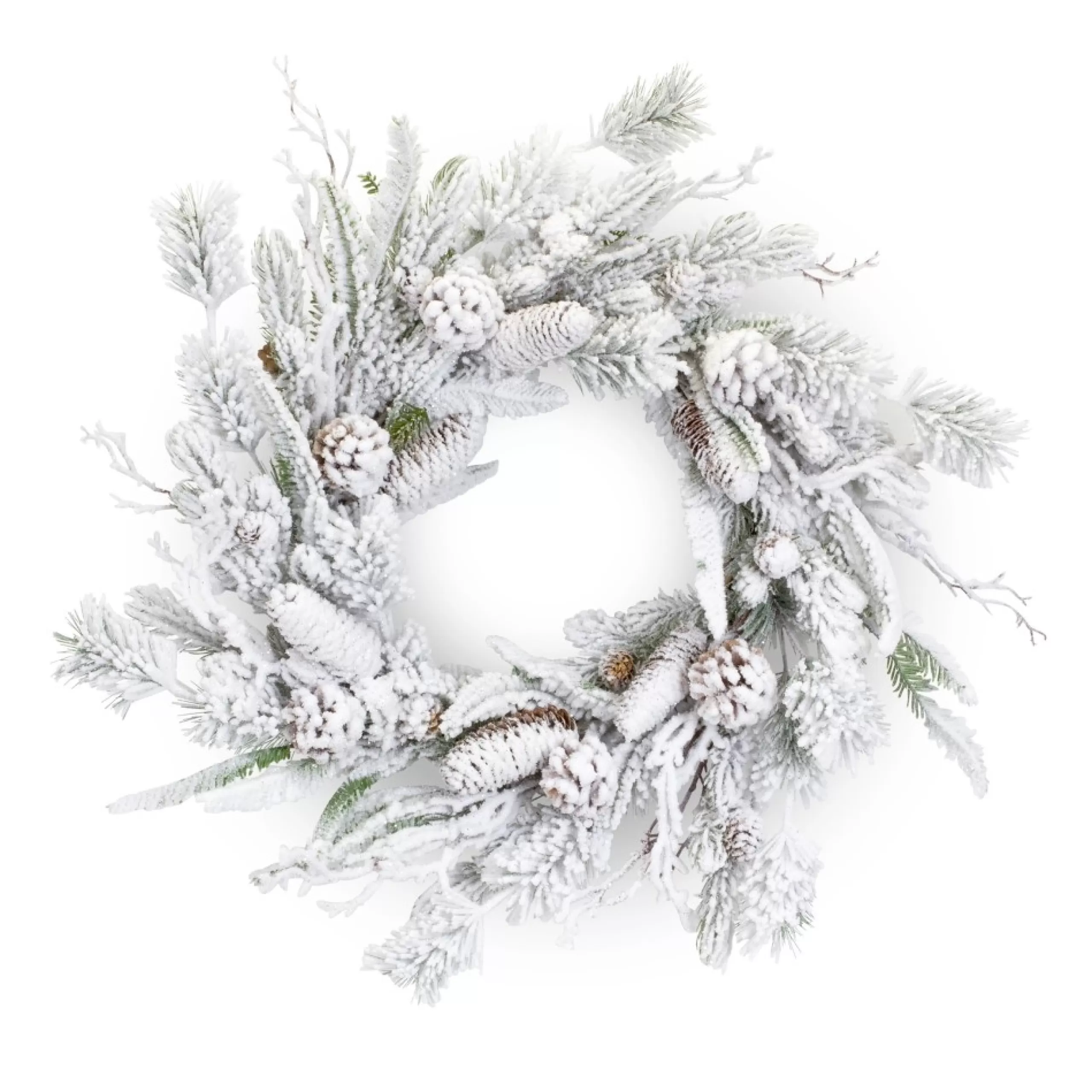 Frosted, Flocked, Iced Wreaths*Melrose Flocked Mix Pine Artificial Christmas Wreath, 24-Inch, Unlit