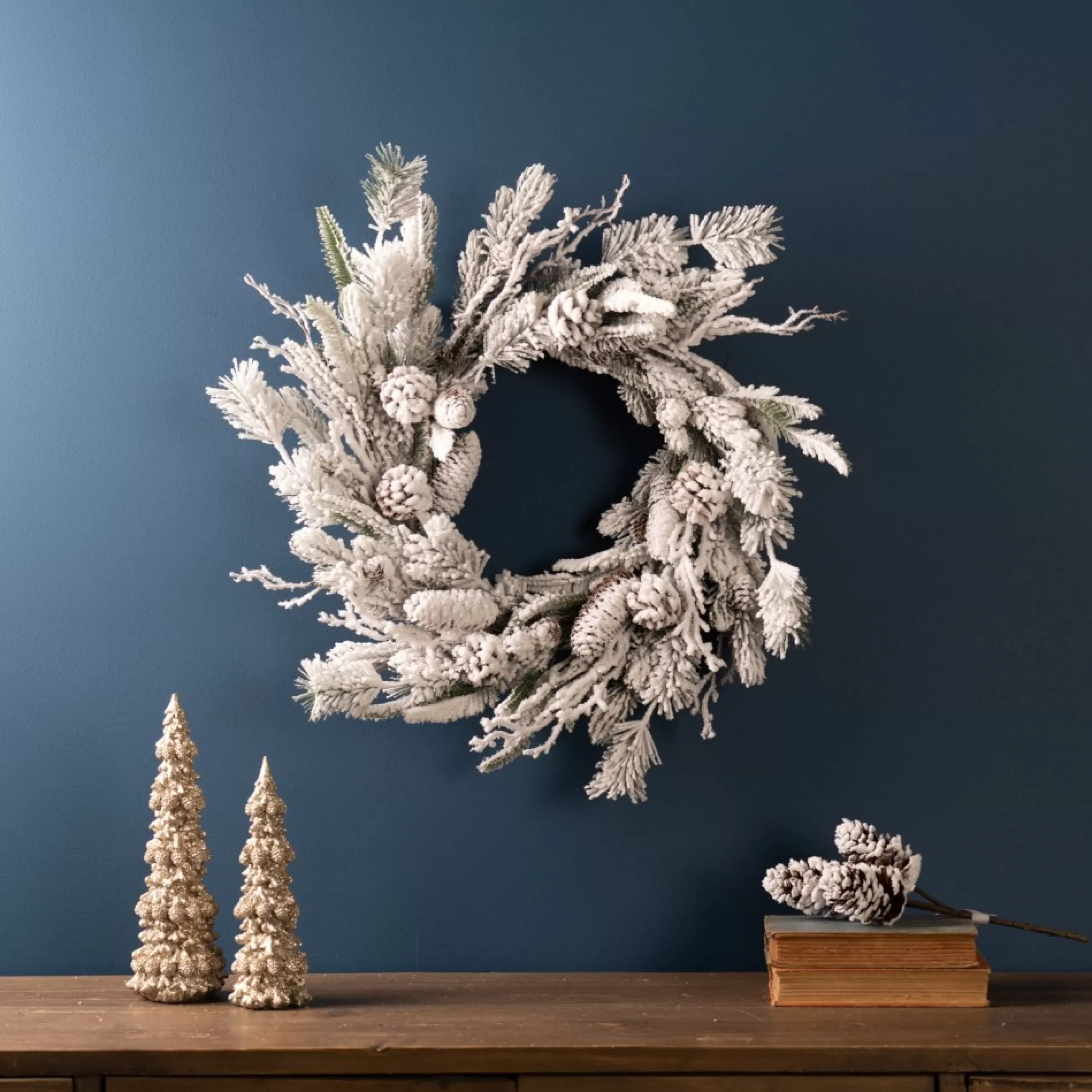 Frosted, Flocked, Iced Wreaths*Melrose Flocked Mix Pine Artificial Christmas Wreath, 24-Inch, Unlit