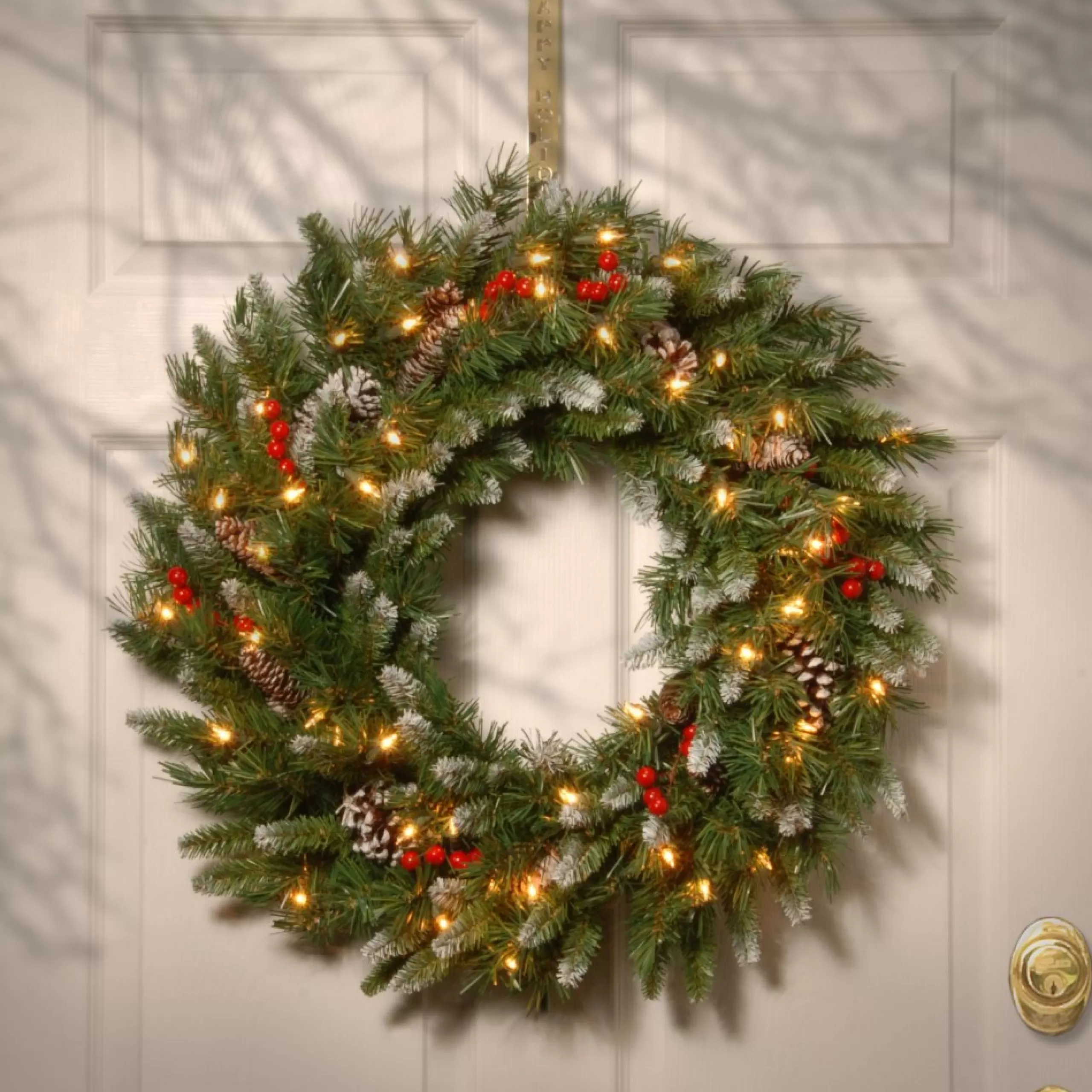 Pre-Lit Wreaths*National Tree Company Frosted Berry Artificial Christmas Wreath, 30-Inch, Clear Lights