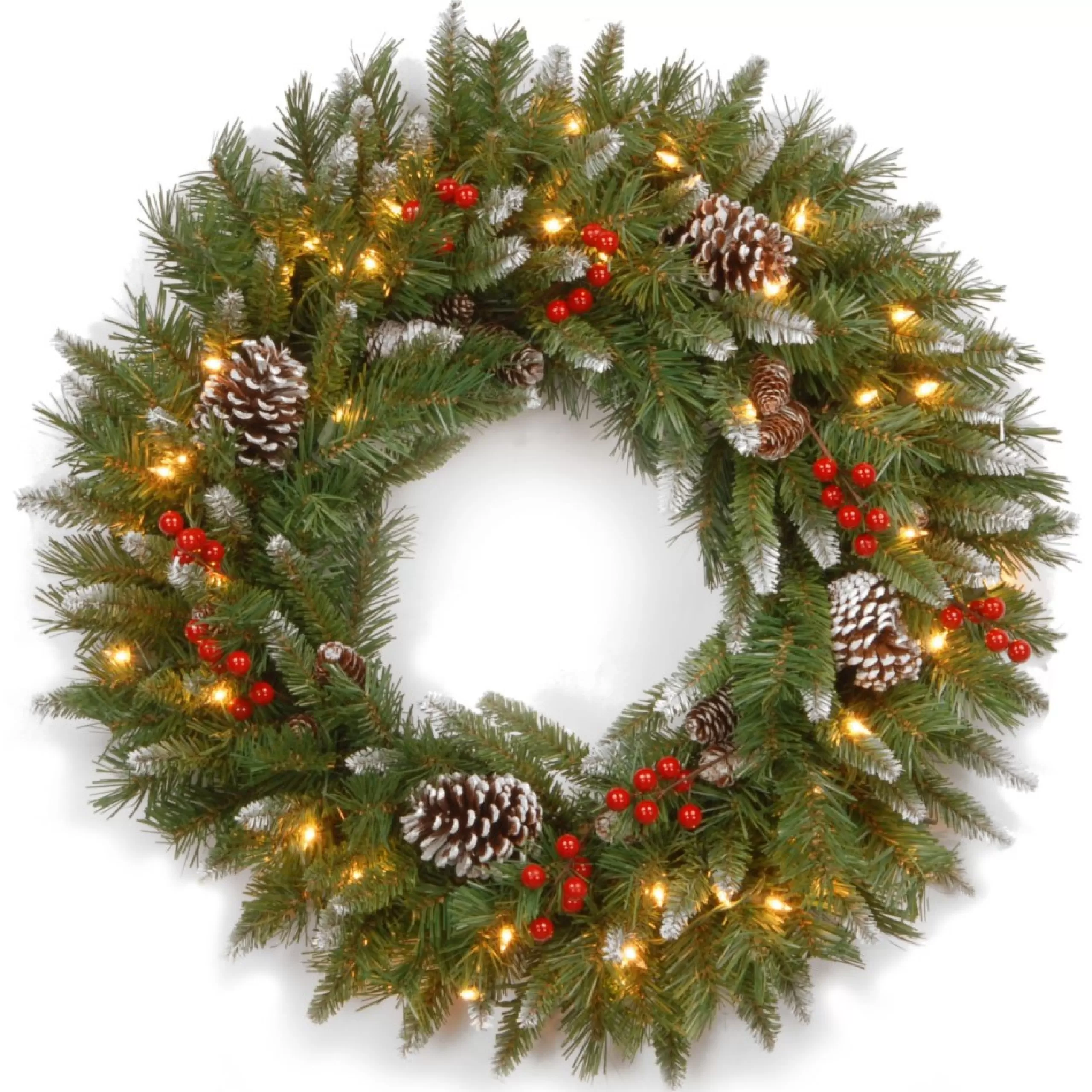 Pre-Lit Wreaths*National Tree Company Frosted Berry Artificial Christmas Wreath, 30-Inch, Clear Lights