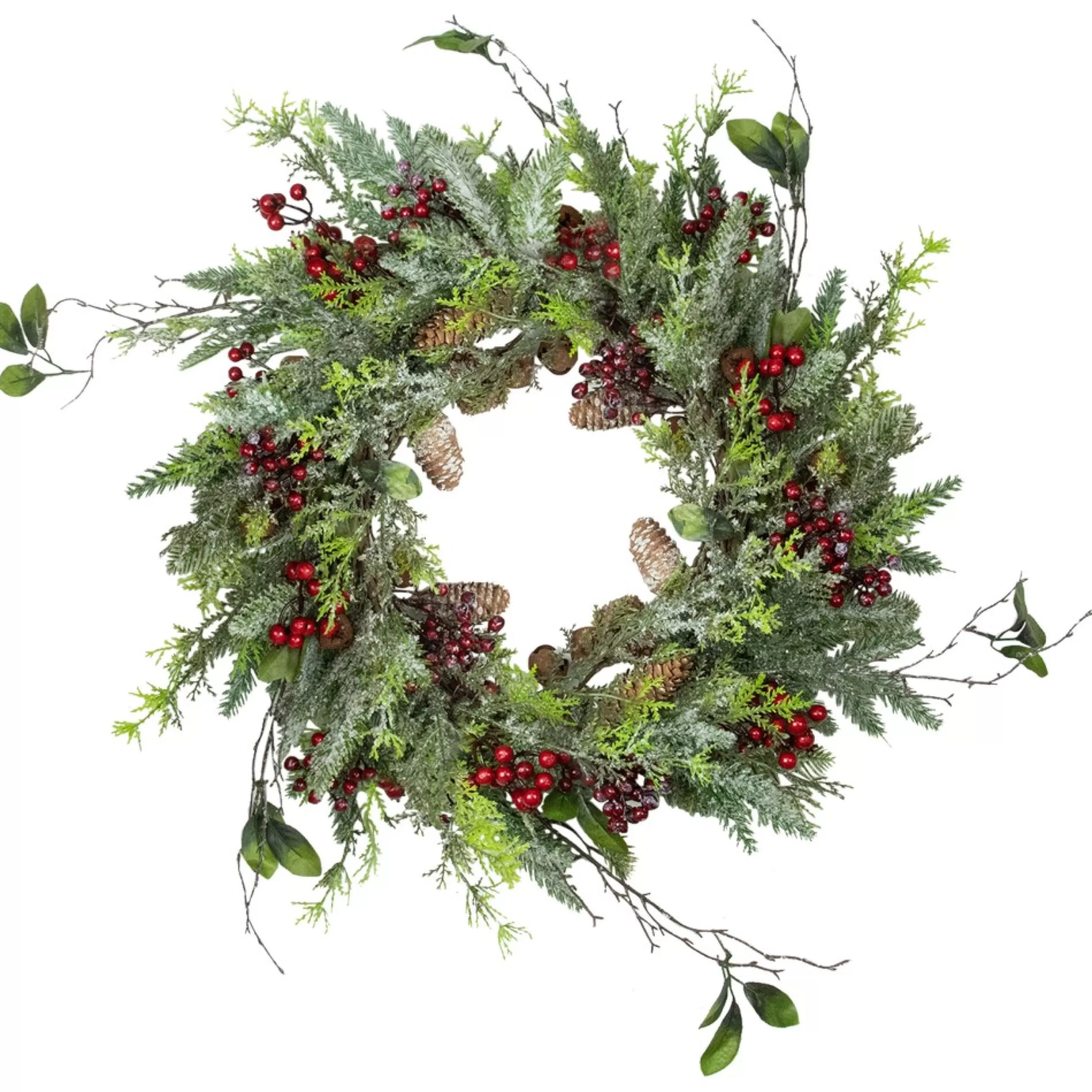 Specialty Wreaths*Northlight Frosted Pine And Berry Artificial Christmas Wreath, 25-Inch, Unlit