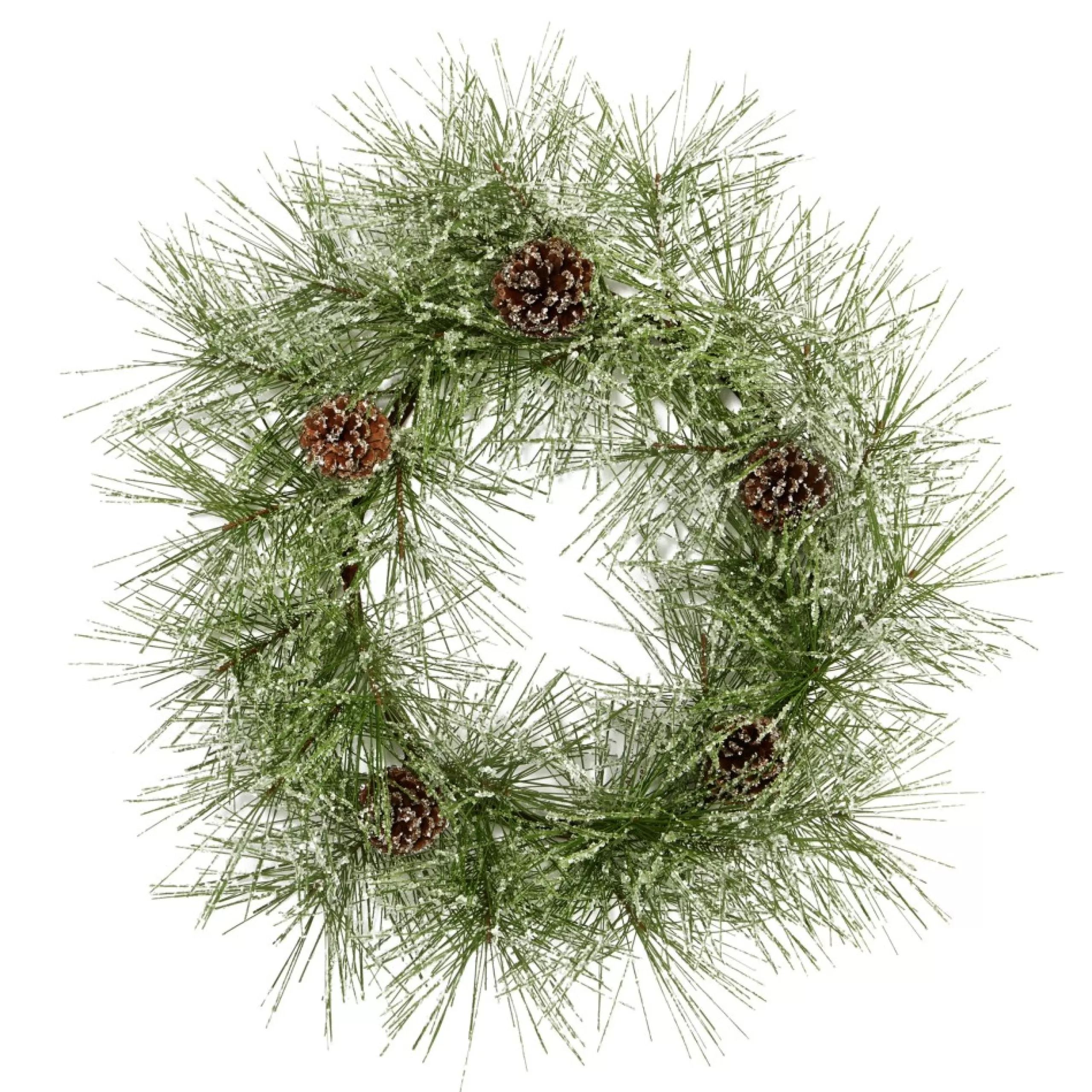 Frosted, Flocked, Iced Wreaths*Nearly Natural Frosted Pine Cone Artificial Christmas Wreath, 24-Inch, Unlit