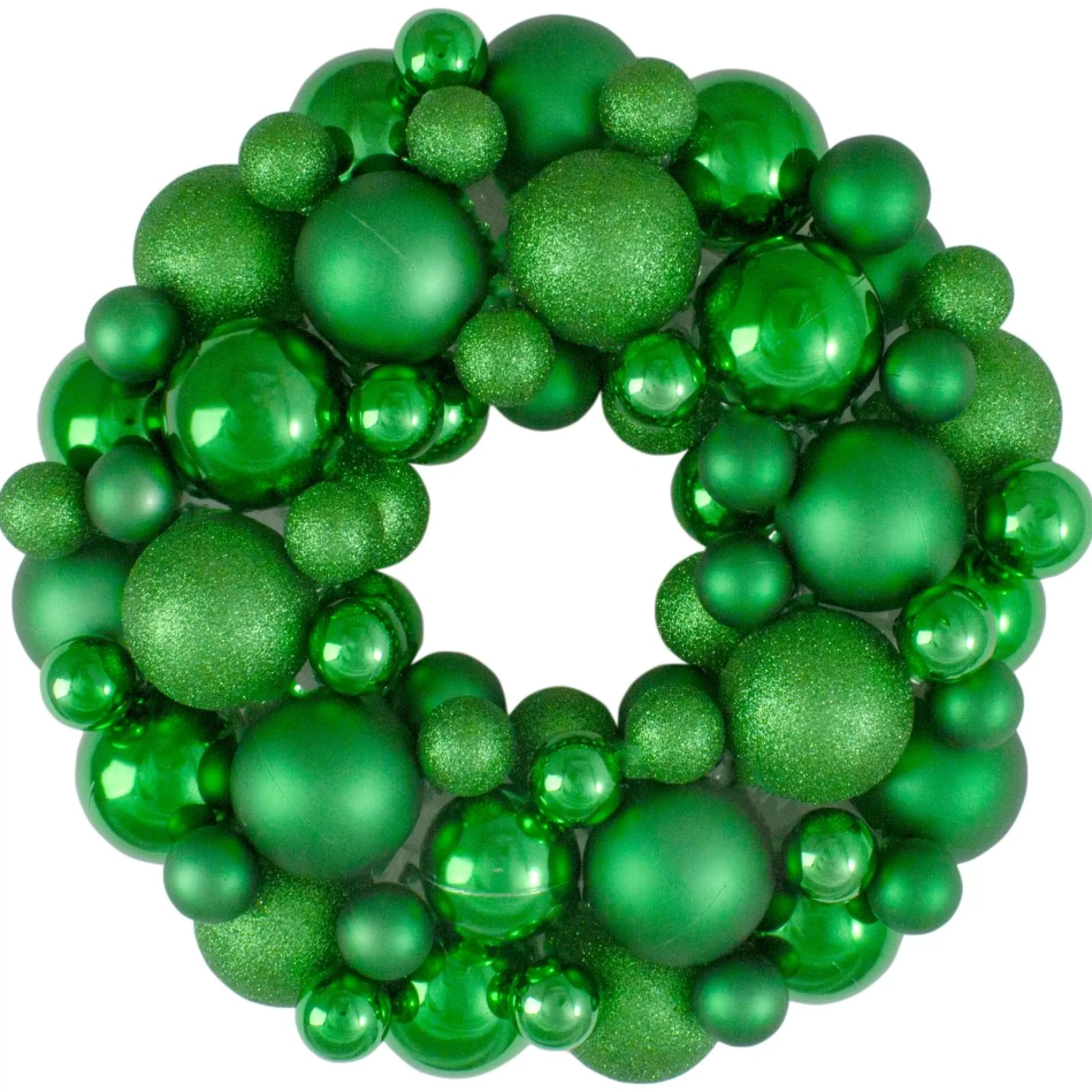 Shatterproof Ball Wreaths*Northlight Green 3-Finish Shatterproof Ball Christmas Wreath - 13-Inch, Unlit