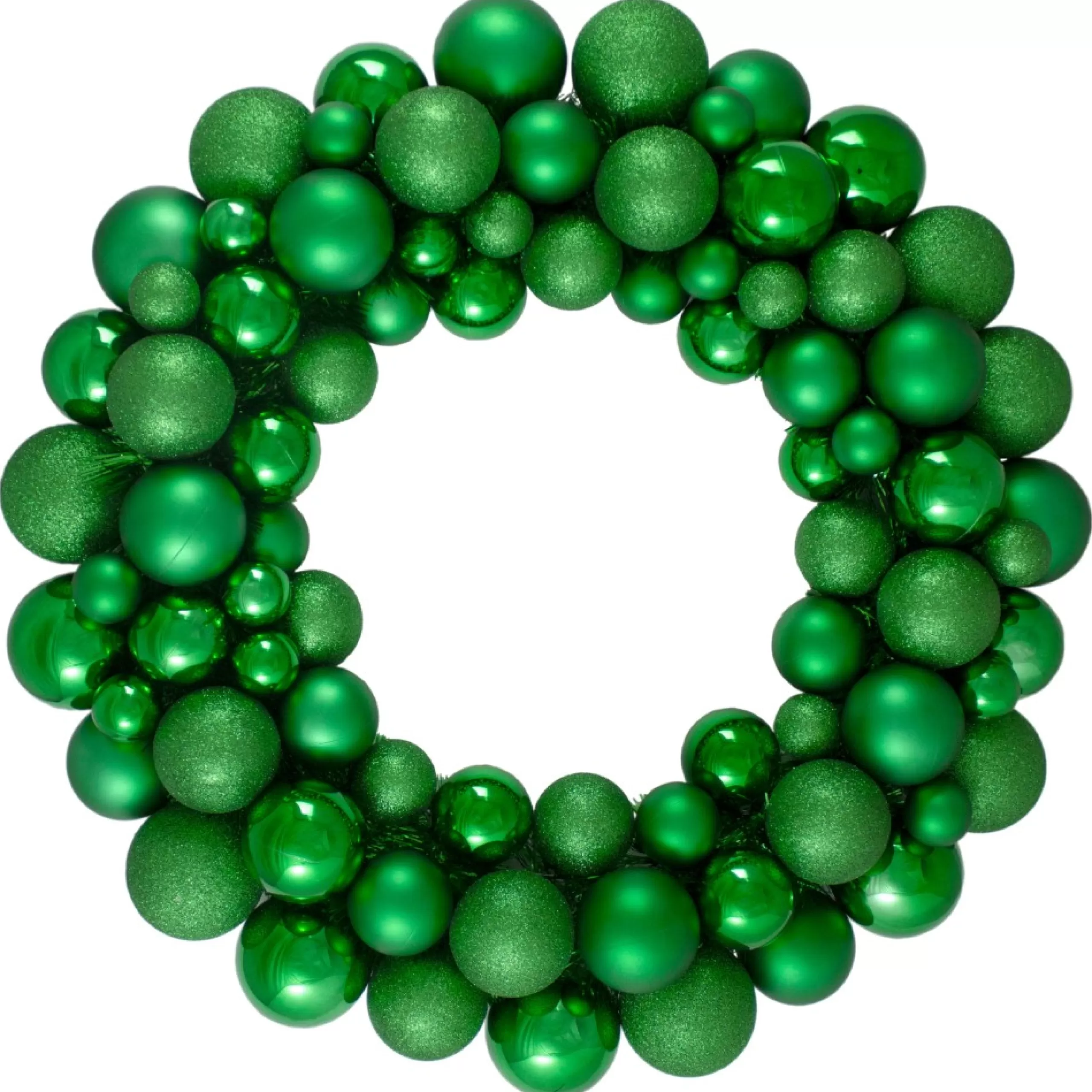 Shatterproof Ball Wreaths*Northlight Green 3-Finish Shatterproof Ball Christmas Wreath - 24-Inch, Unlit