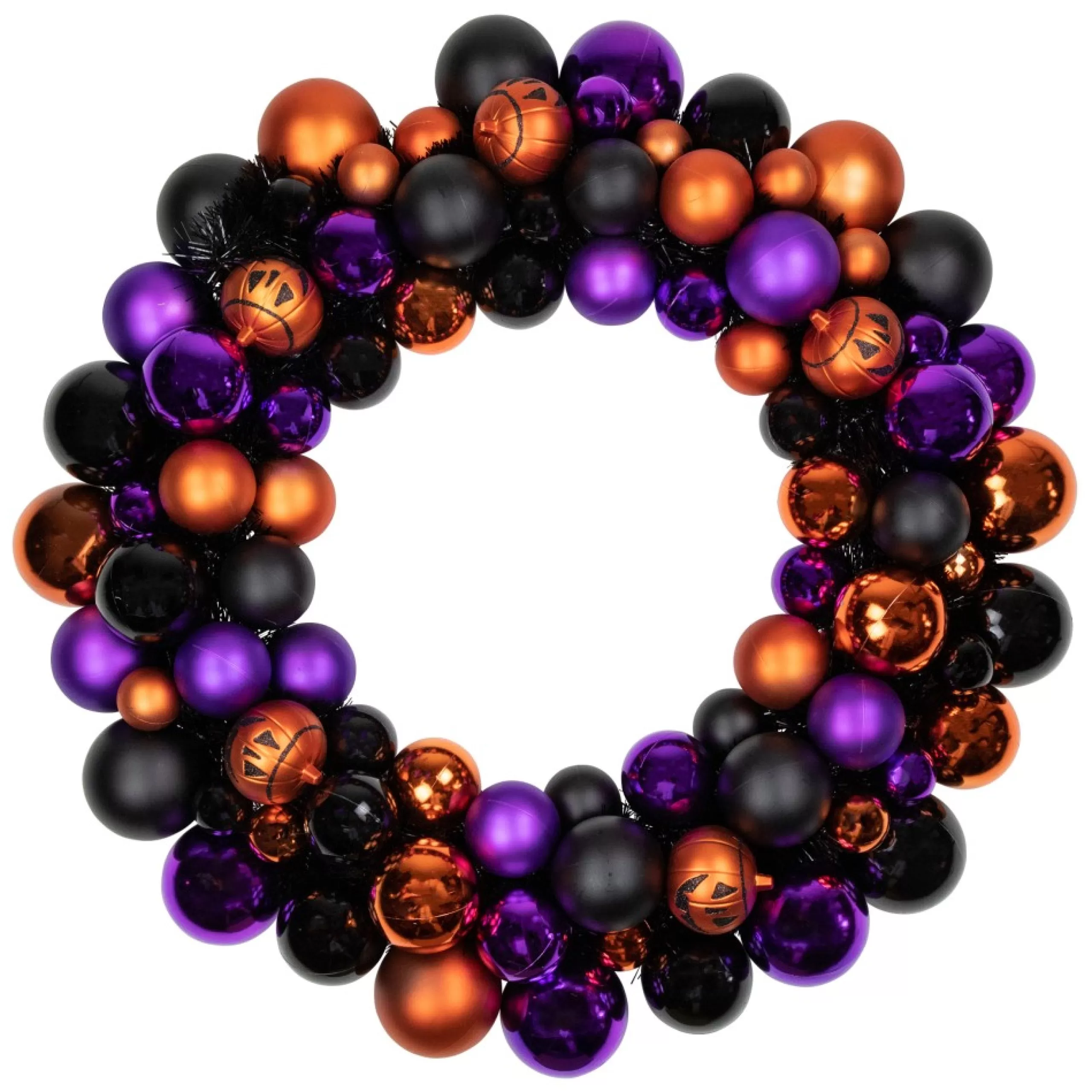 Shatterproof Ball Wreaths*Northlight Jack-O-Lantern Shatterproof Ball Ornament Halloween Wreath - 24-Inch, Unlit