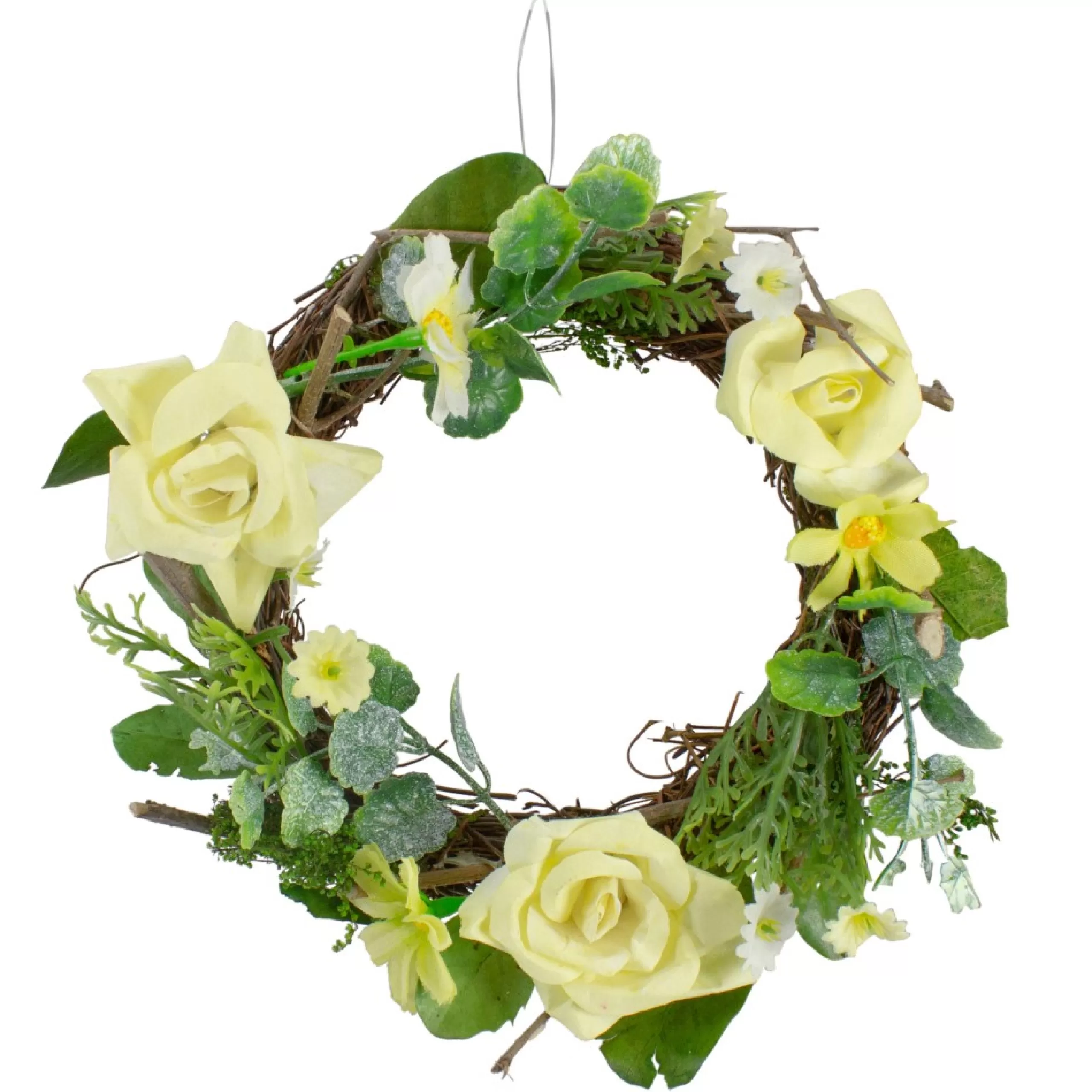 Specialty Wreaths*Northlight Mini Rose And Foliage Spring Wreath, Yellow 7"