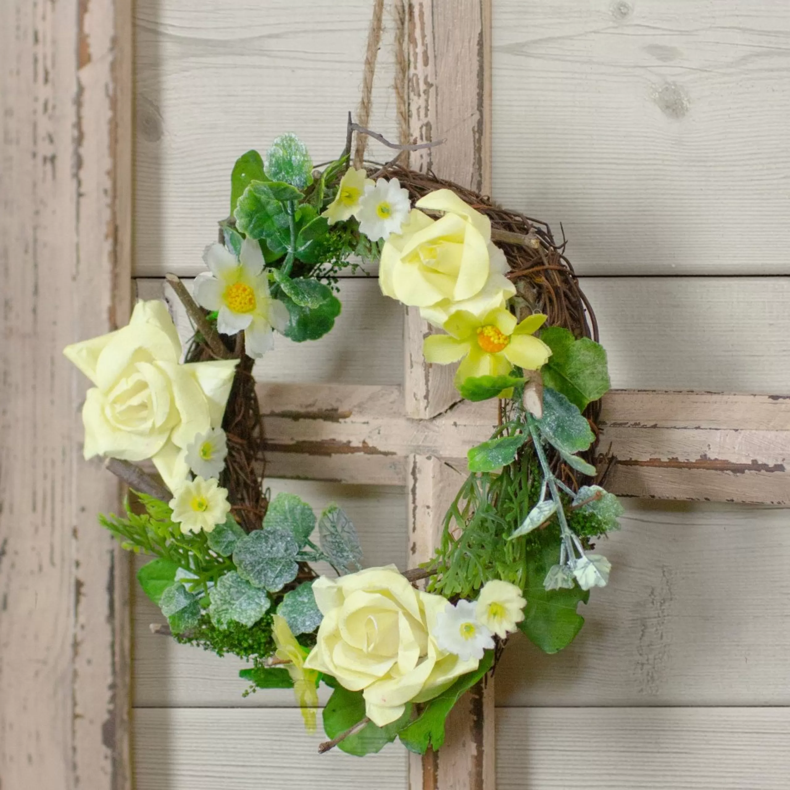 Specialty Wreaths*Northlight Mini Rose And Foliage Spring Wreath, Yellow 7"