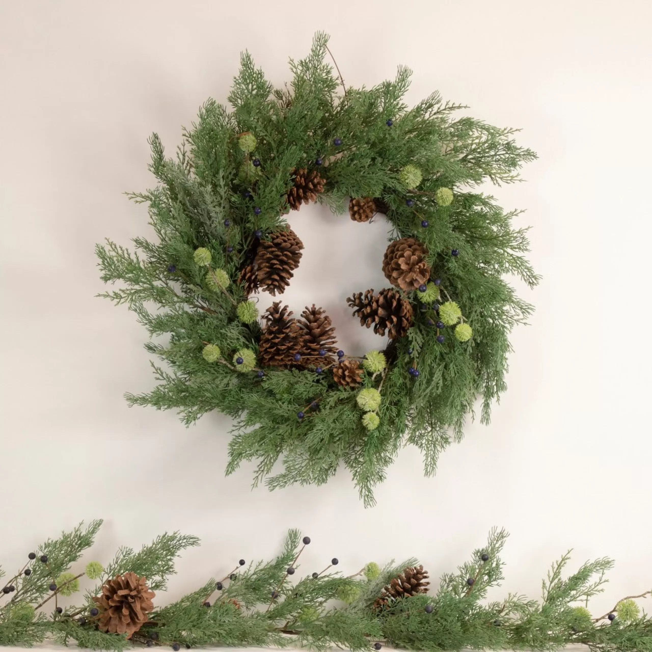 Berry Wreaths*Northlight Pinecones And Blueberries Artificial Christmas Wreath, 28-Inch, Unlit