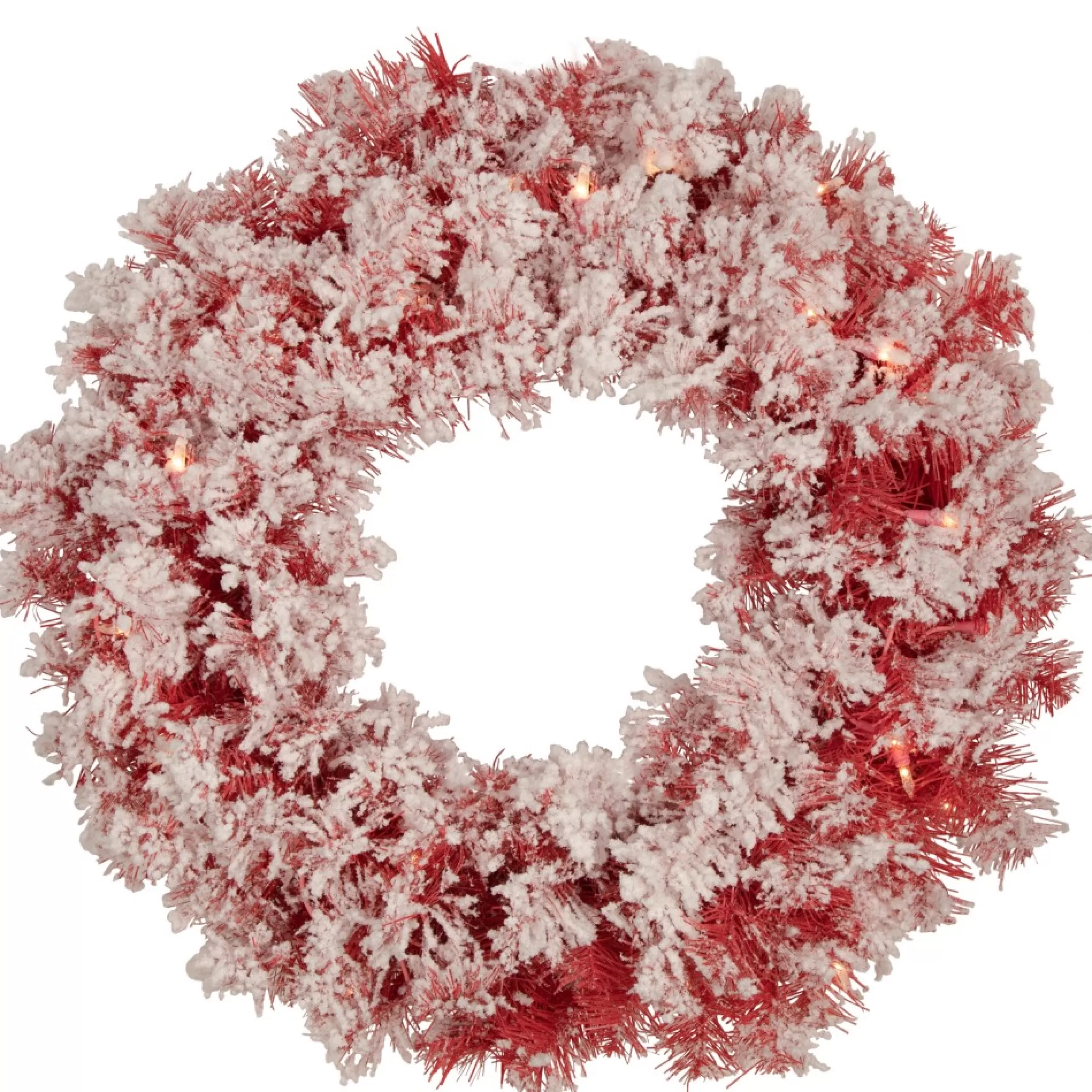 Specialty Wreaths*Northlight Pre-Lit Flocked Red Artificial Christmas Wreath, 24-Inch, Clear Lights