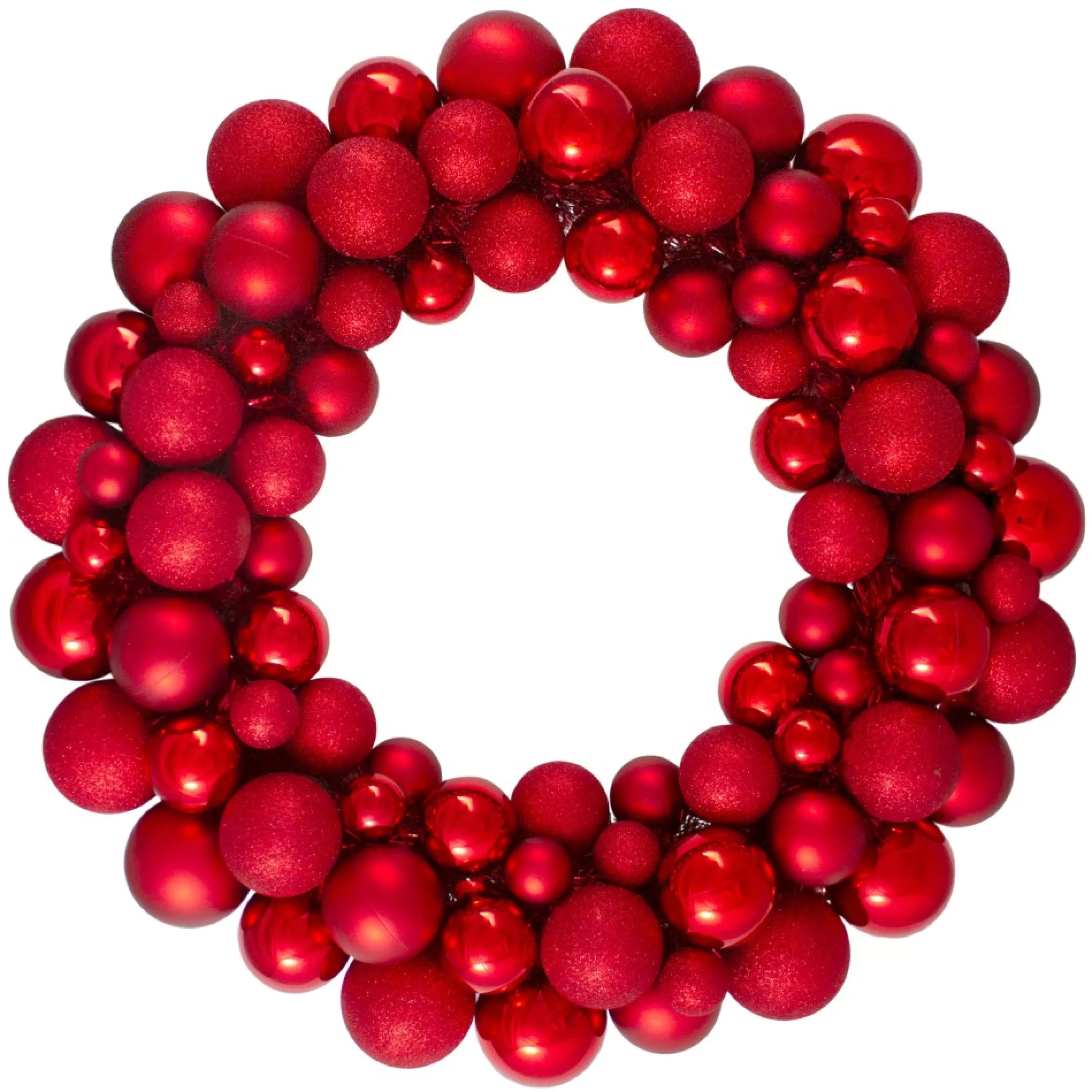 Shatterproof Ball Wreaths*Northlight Red 3-Finish Shatterproof Ball Christmas Wreath, 36-Inch, Unlit