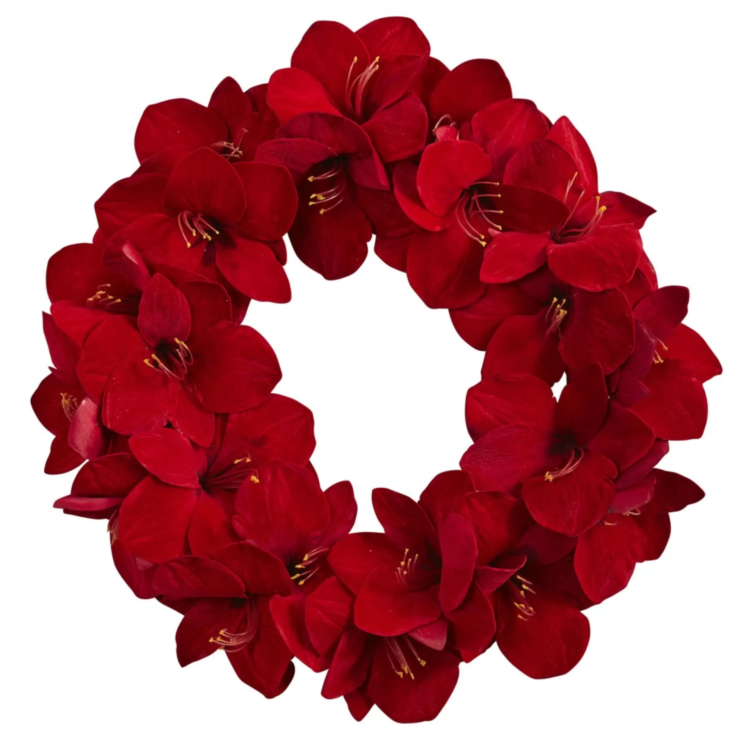 Specialty Wreaths*Nearly Natural Red Amaryllis Artificial Floral Christmas Wreath, 22-Inch, Unlit