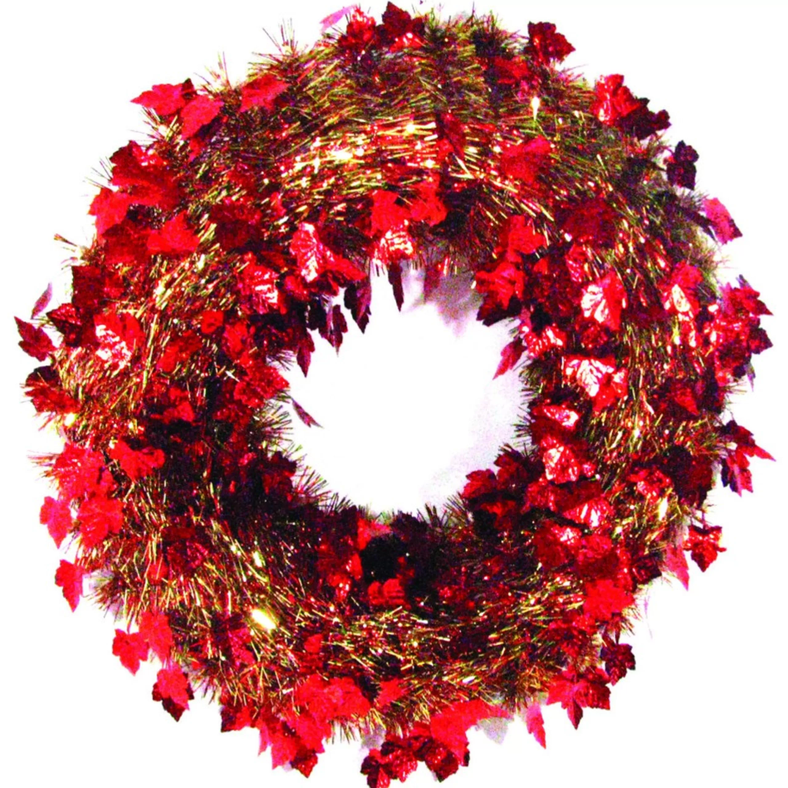 Specialty Wreaths*Brite Star Red And Gold Leaf Artificial Thanksgiving Tinsel Wreath, 24-Inch