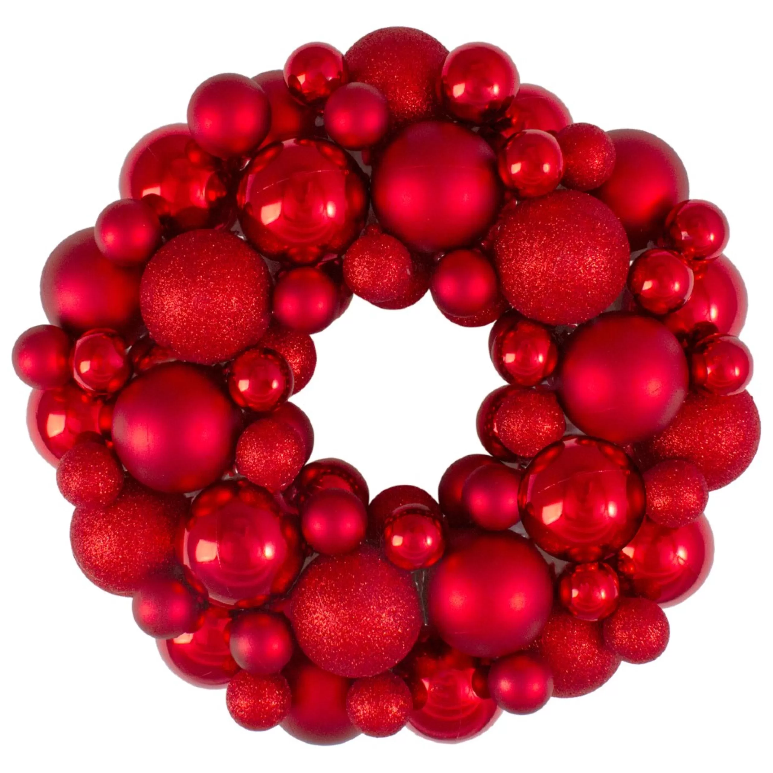 Shatterproof Ball Wreaths*Northlight Red Hot 3-Finish Shatterproof Ball Christmas Wreath - 13-Inch, Unlit