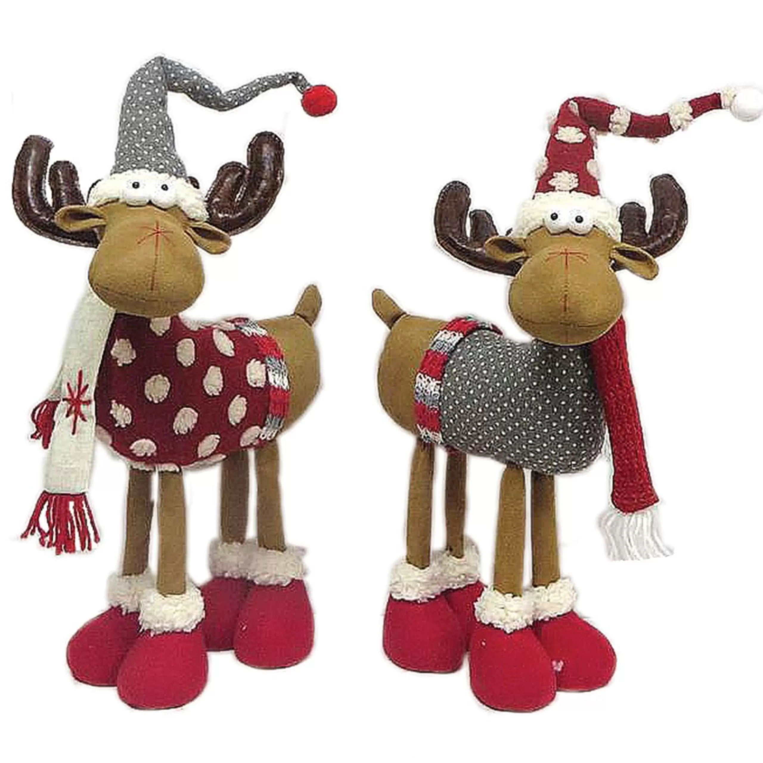 Plush Figures*CC Christmas Decor Set Of 2 Merry Moose Christmas Plushies 16"