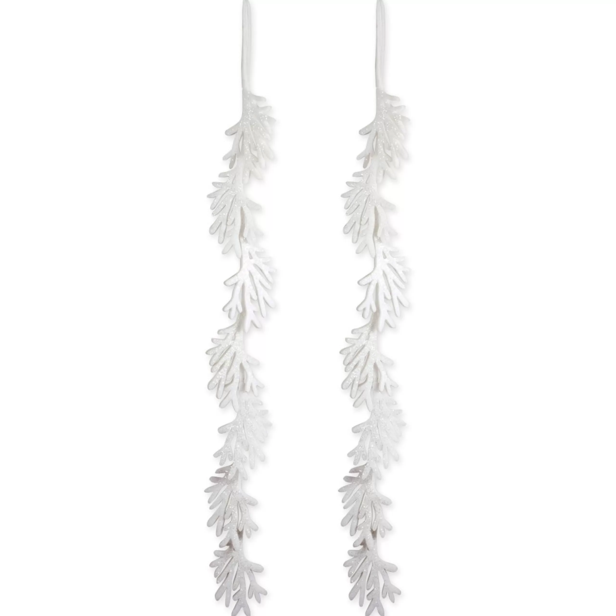 Specialty Garland*Contemporary Home Living Set Of 2 White Hanging Foam Garland Leaves 51"