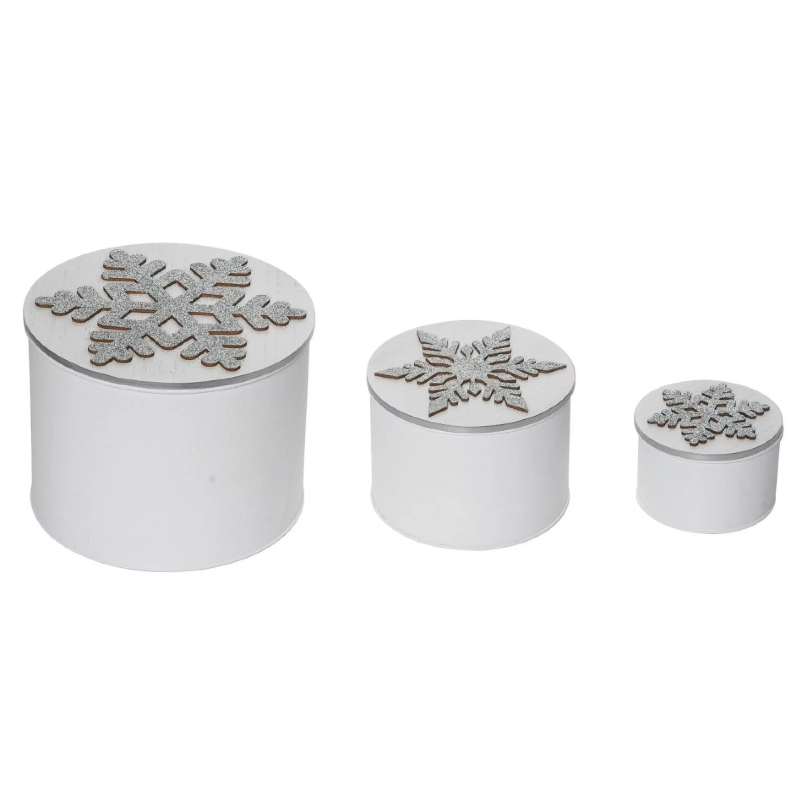 Decoration Storage*Contemporary Home Living Set Of 3 Christmas Snowflake Storage Containers 8"