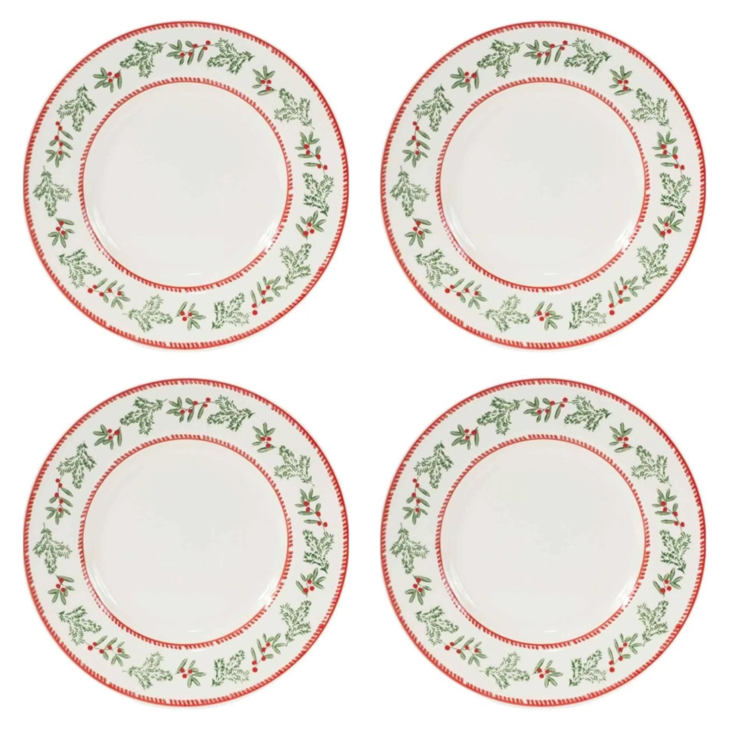 Serving Pieces*Melrose Set Of 4 Mistletoe Christmas Serving Plates 8.75"