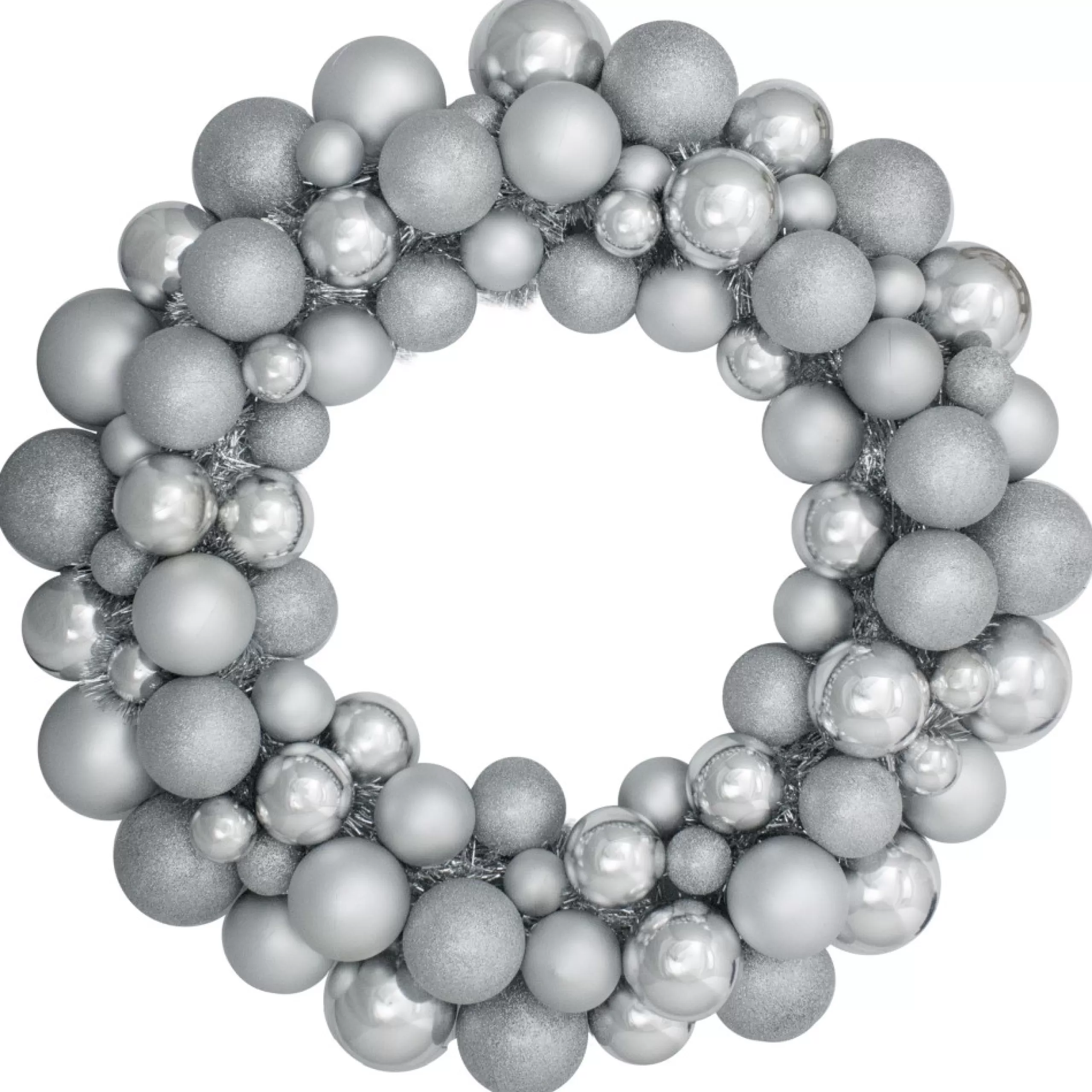 Shatterproof Ball Wreaths*Northlight Silver 3-Finish Shatterproof Ball Ornament Christmas Wreath, 36-Inch