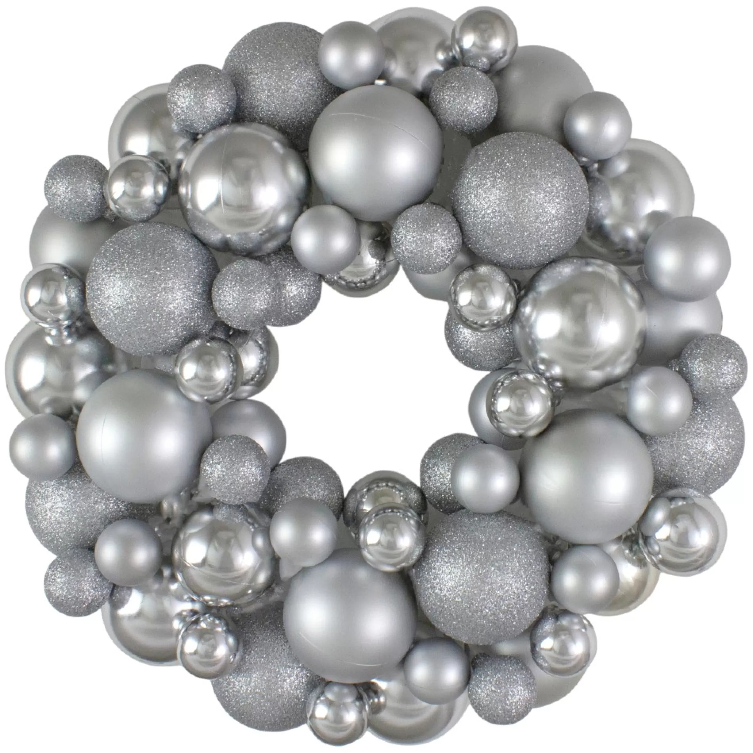 Shatterproof Ball Wreaths*Northlight Silver Splendor 3-Finish Shatterproof Ball Christmas Wreath, 13-Inch