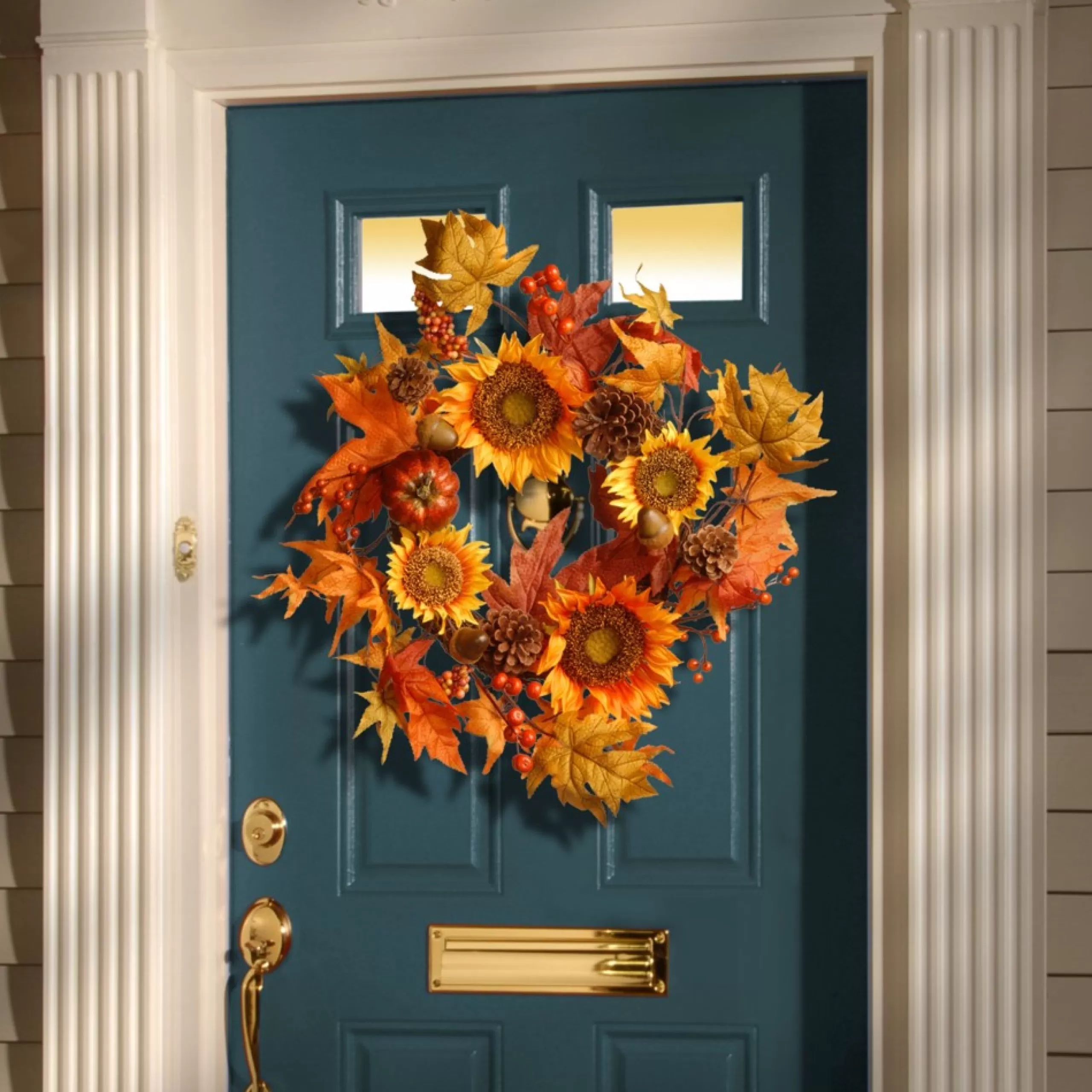 Specialty Wreaths*National Tree Company Sunflower Artificial Fall Harvest Wreath, 22-Inch, Unlit