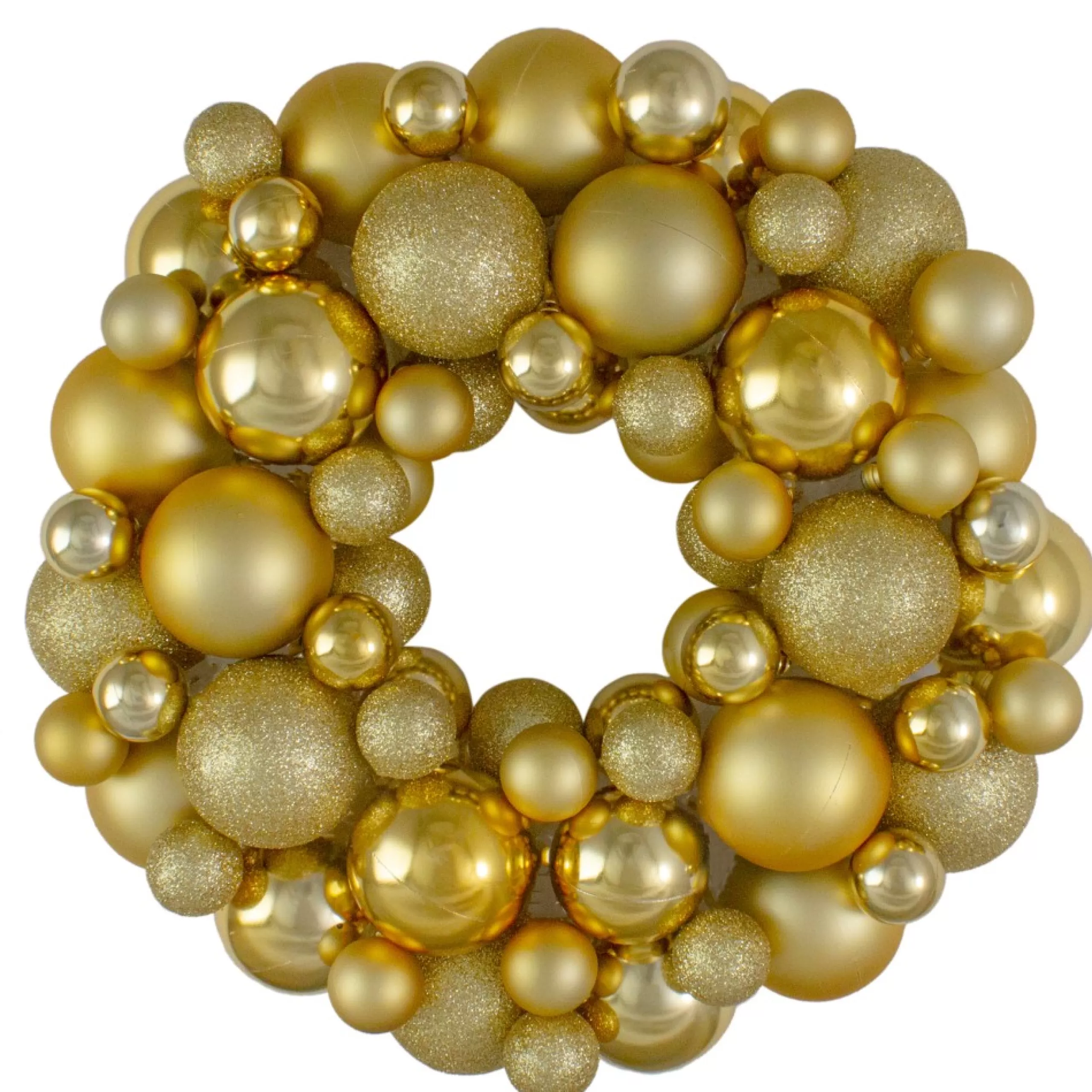 Shatterproof Ball Wreaths*Northlight Vegas Gold 3-Finish Shatterproof Ball Christmas Wreath, 13-Inch