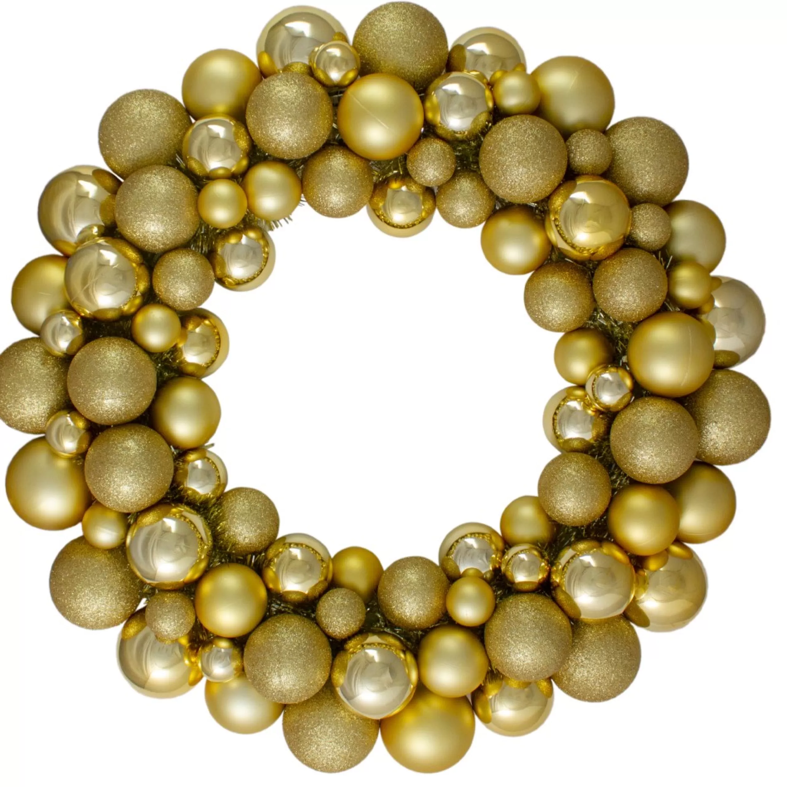 Shatterproof Ball Wreaths*Northlight Vegas Gold 3-Finish Shatterproof Ball Christmas Wreath - 24-Inch, Unlit